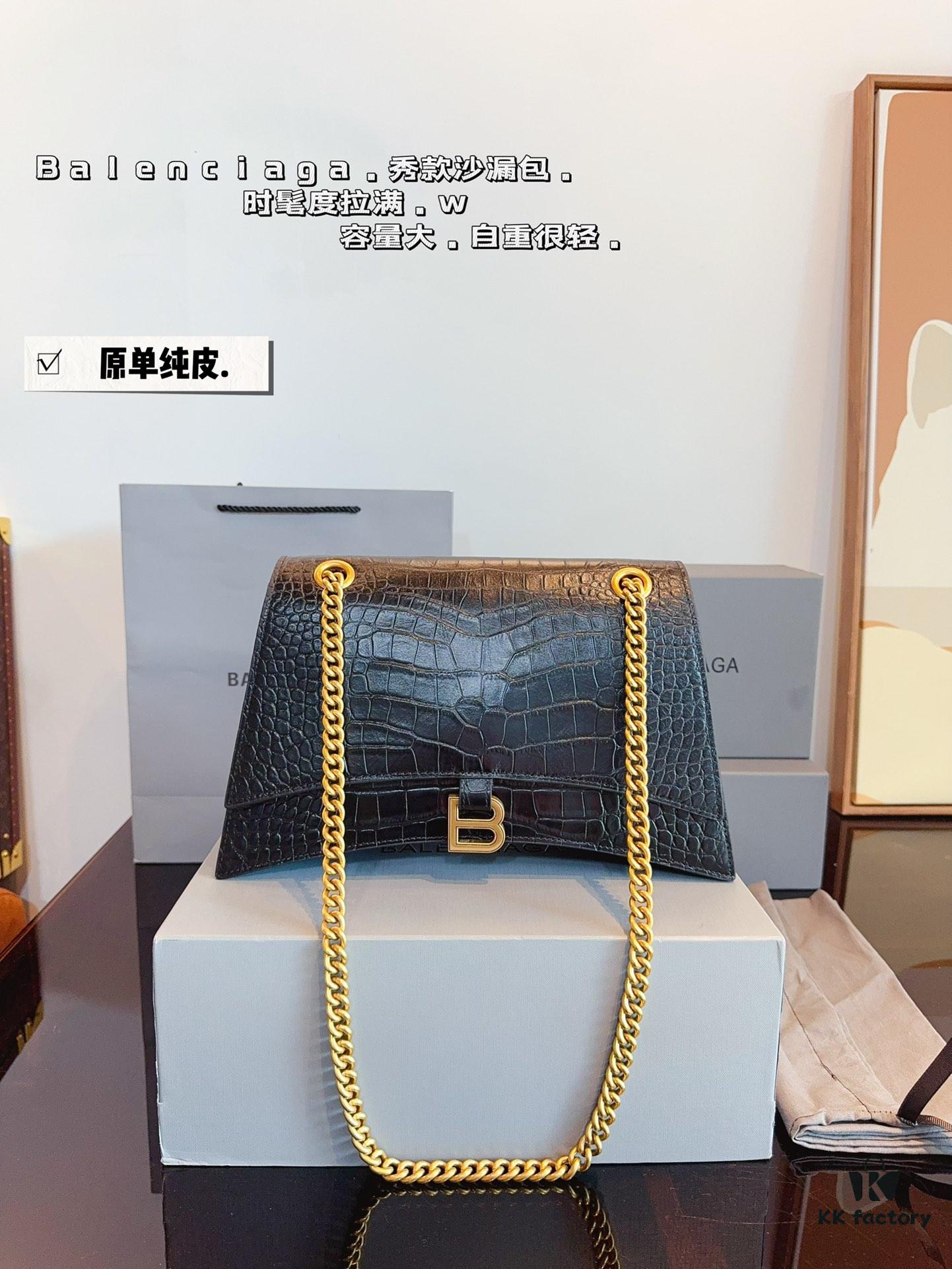 Balenciaga Downtown New Hourglass Crocodile Pattern Bag with Gift Box 🎁