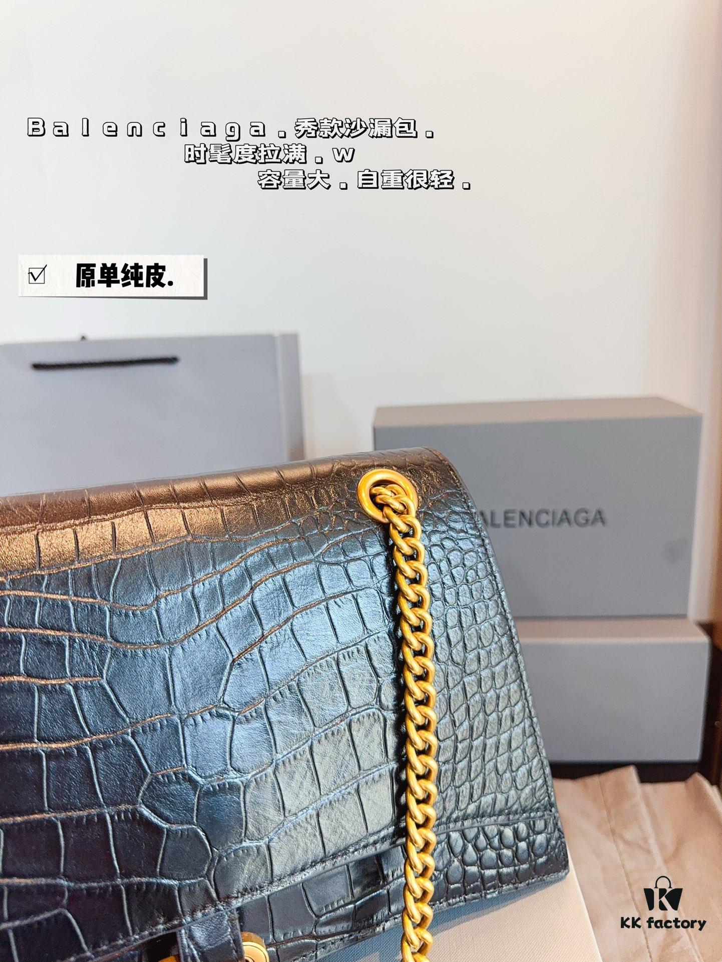 Balenciaga Downtown New Hourglass Crocodile Pattern Bag with Gift Box 🎁