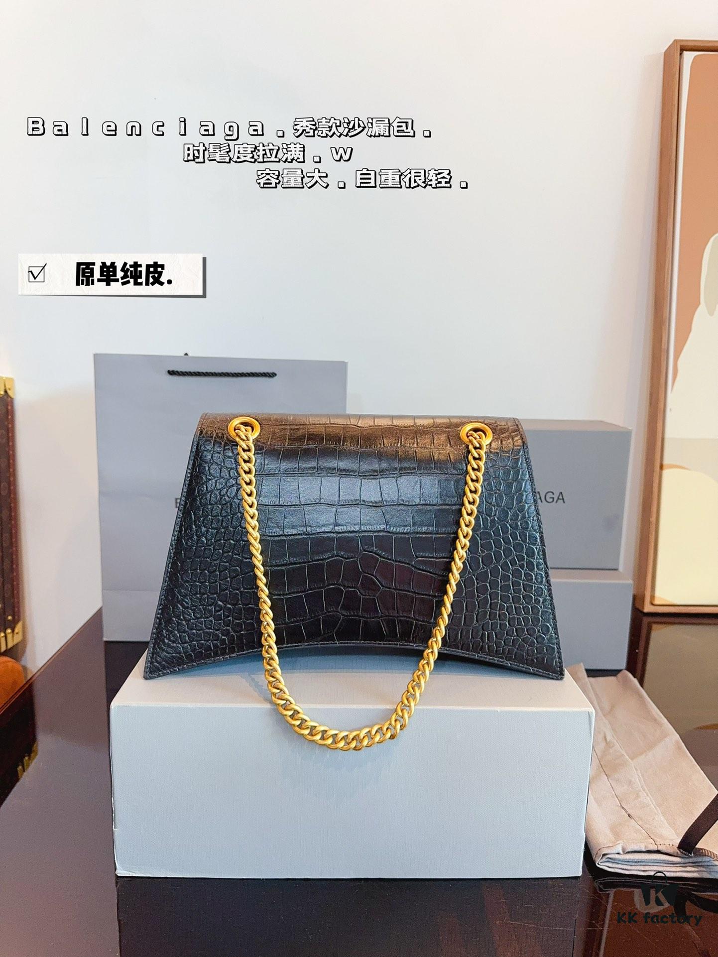 Balenciaga Downtown New Hourglass Crocodile Pattern Bag with Gift Box 🎁