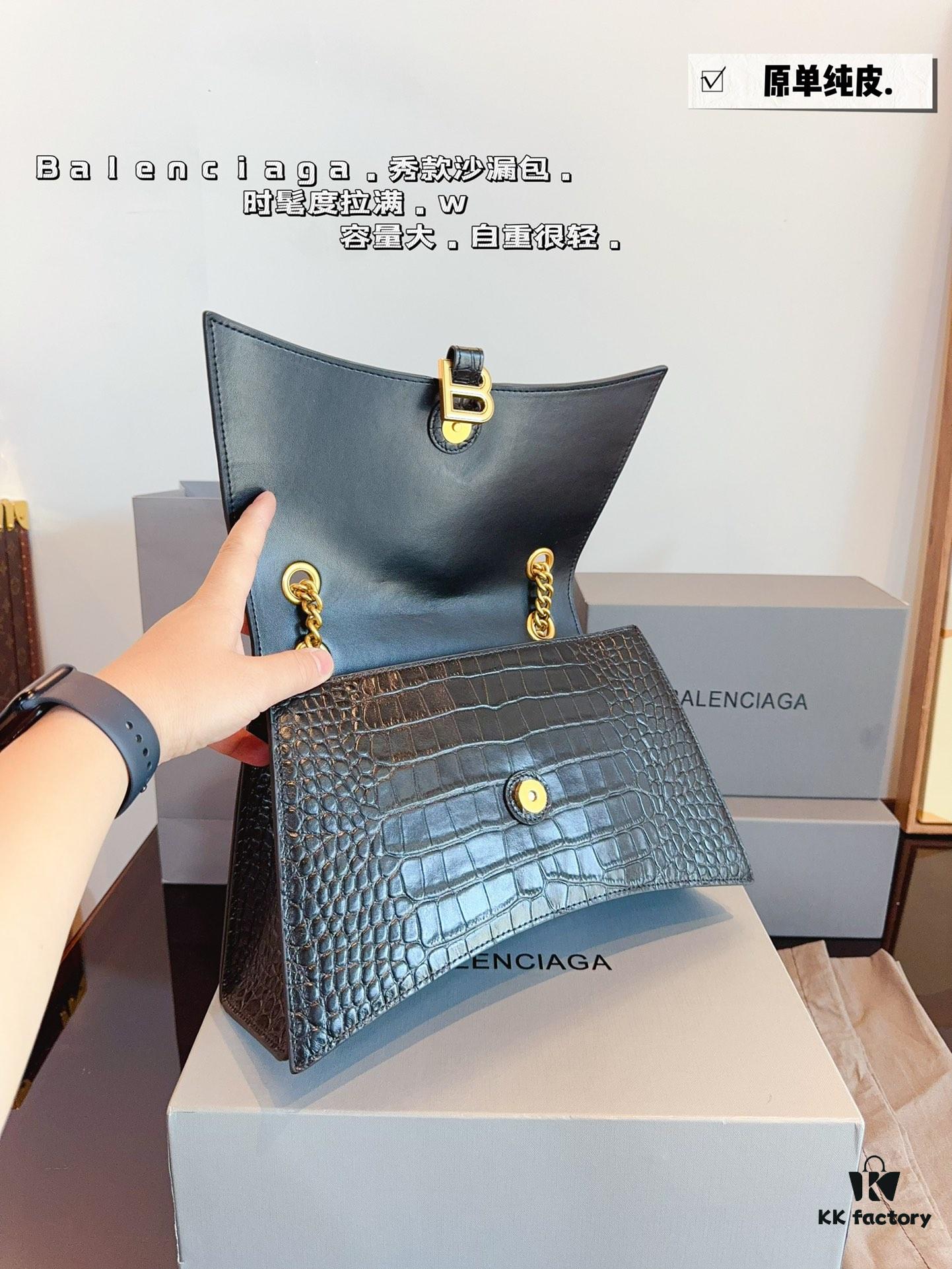 Balenciaga Downtown New Hourglass Crocodile Pattern Bag with Gift Box 🎁