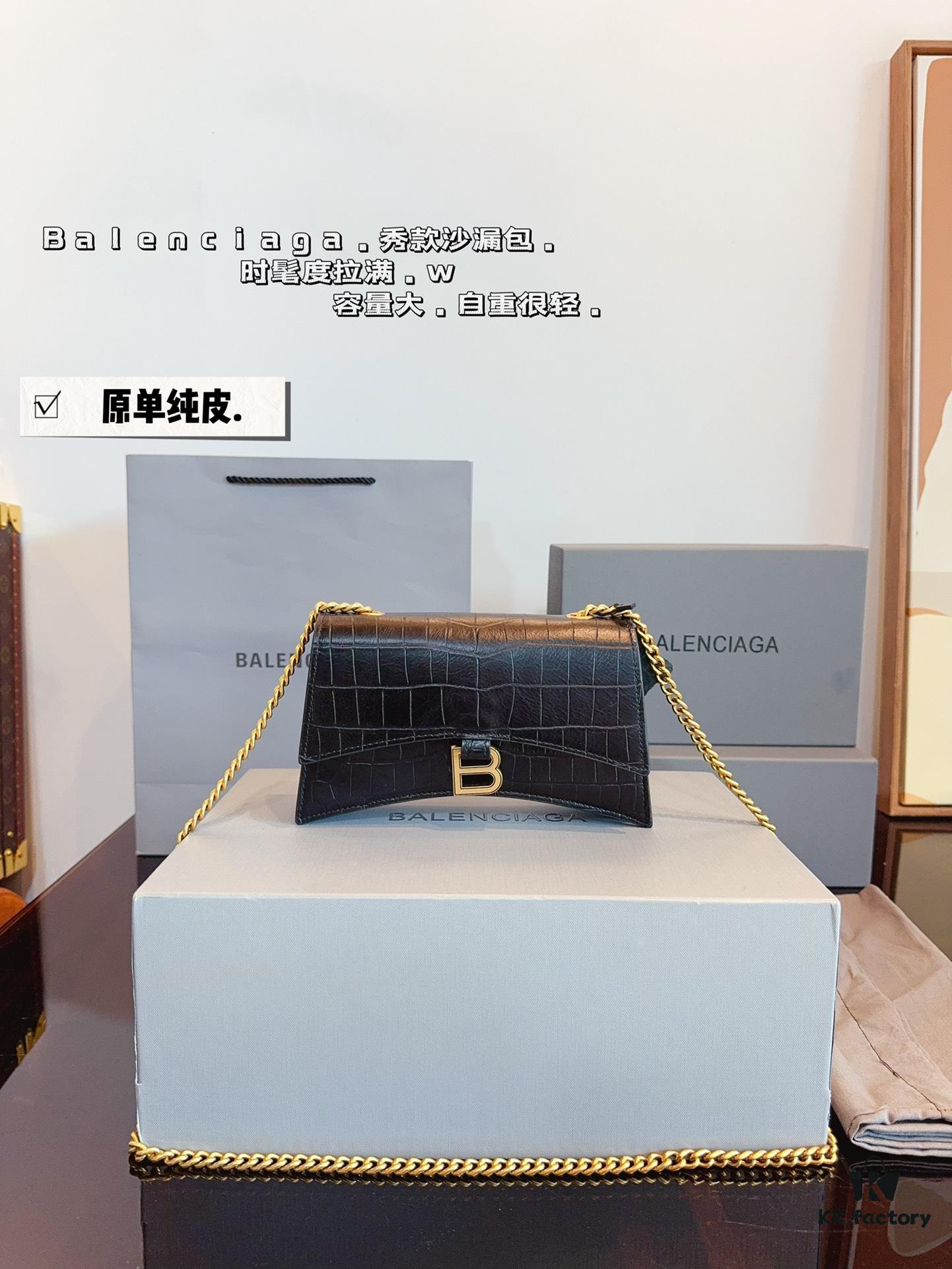 Balenciaga Downtown New Hourglass Crocodile Pattern Bag with Gift Box