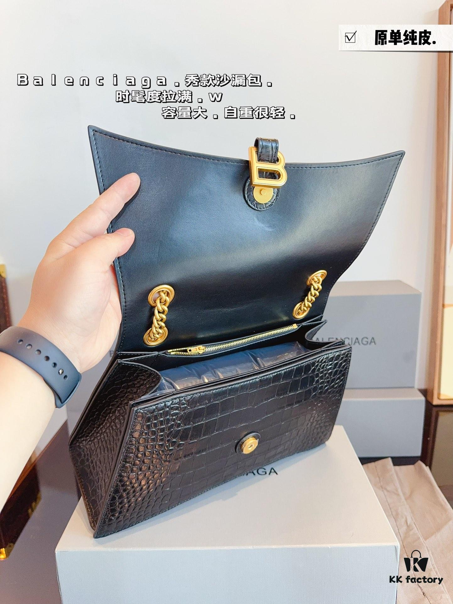 Balenciaga Downtown New Hourglass Crocodile Pattern Bag with Gift Box 🎁