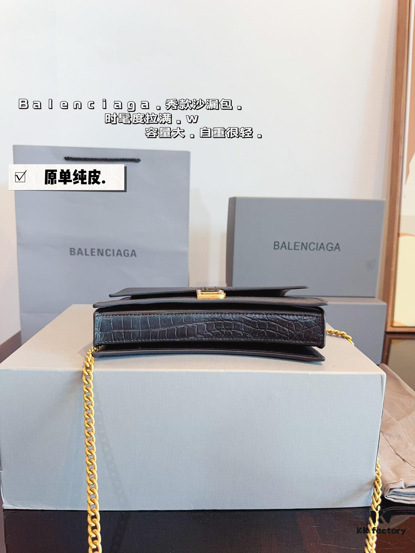 Balenciaga Downtown New Hourglass Crocodile Pattern Bag with Gift Box
