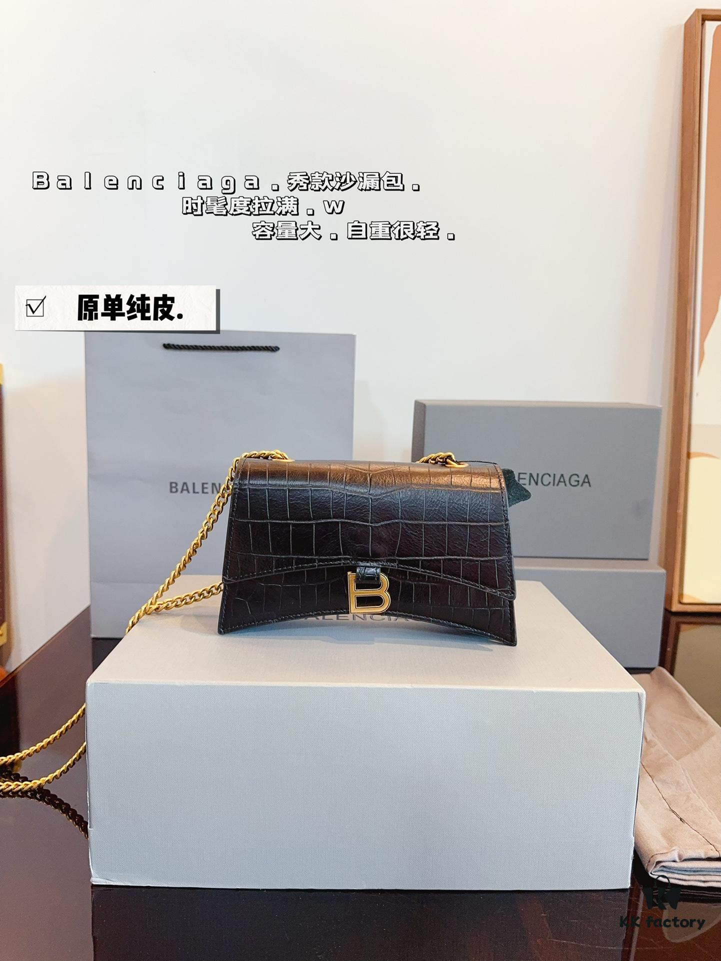 Balenciaga Downtown New Hourglass Crocodile Pattern Bag with Gift Box
