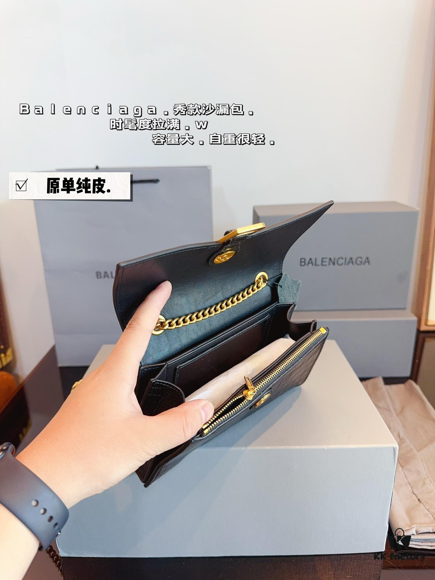 Balenciaga Downtown New Hourglass Crocodile Pattern Bag with Gift Box