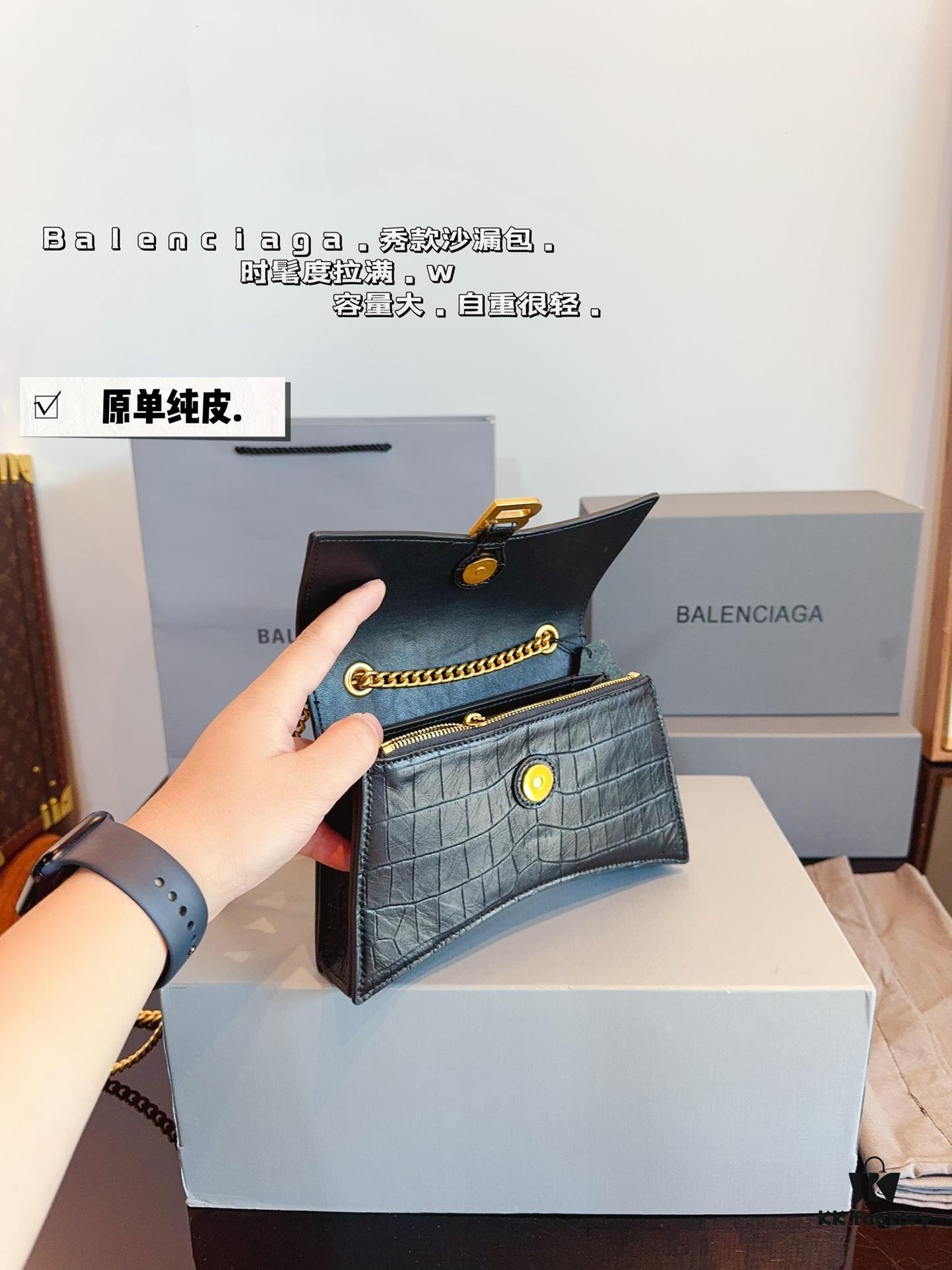 Balenciaga Downtown New Hourglass Crocodile Pattern Bag with Gift Box