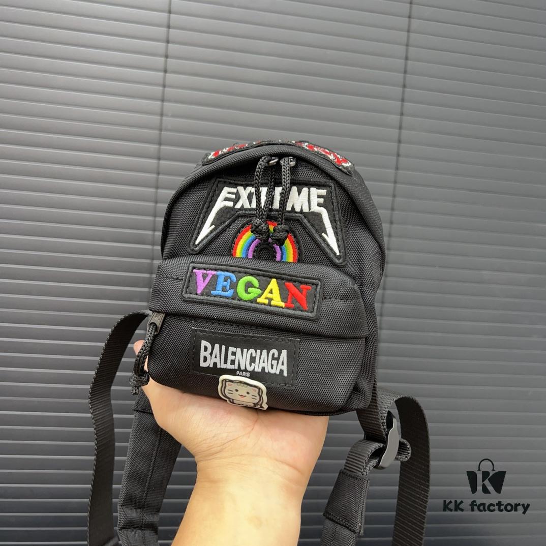 Balecntaga Balenciaga Oversized Series Embroidered Zipper Closure Nylon Pouch Mini Backpack Unisex Shoulder Crossbody Bag Classic Recreated Design with Precision Inlay Craftsmanship