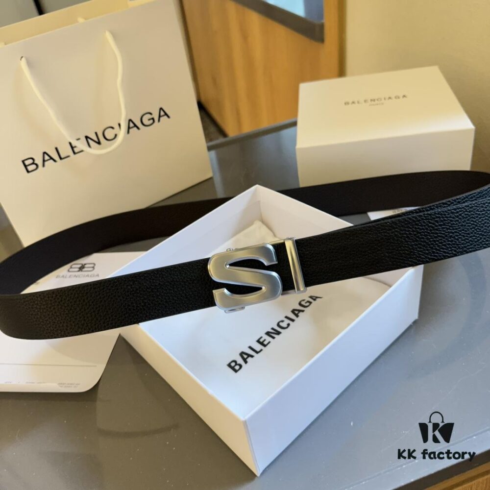 Authentic Luxury Gift Box 🎁➕ Handle Bag 🏷 Balenciaga Top Grain Leather Belt for Men and Women, High-End Version, L-Brand Cowhide Leather Belt