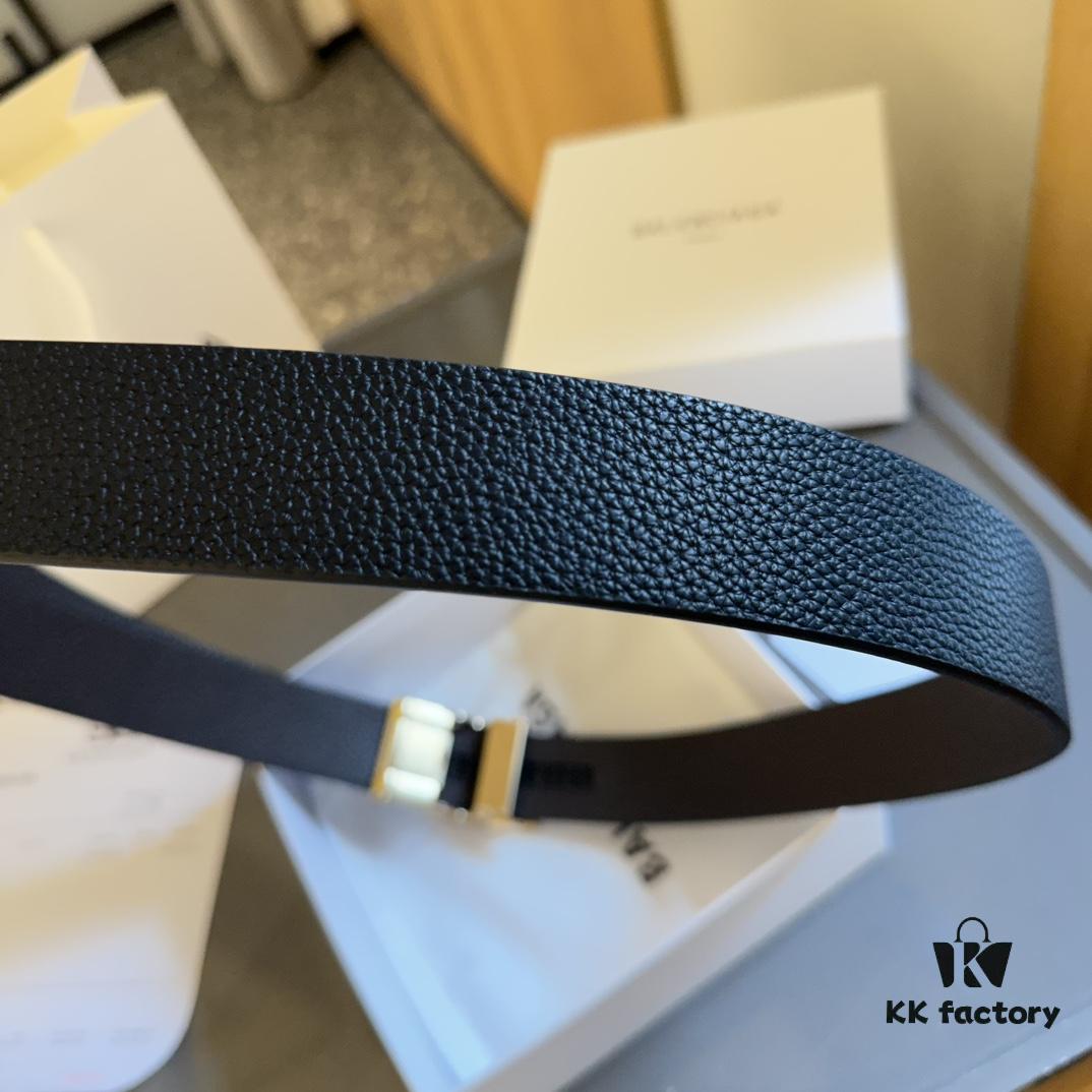 Authentic Luxury Gift Box 🎁➕ Shopping Bag 🏷, Balenciaga Full-Grain Leather Belt for Men and Women, High-End Version, L Brand Cowhide Belt, Complete Packaging with Original Hardware Buckle, Matching Retail Box, Shopping Bag and Invoice