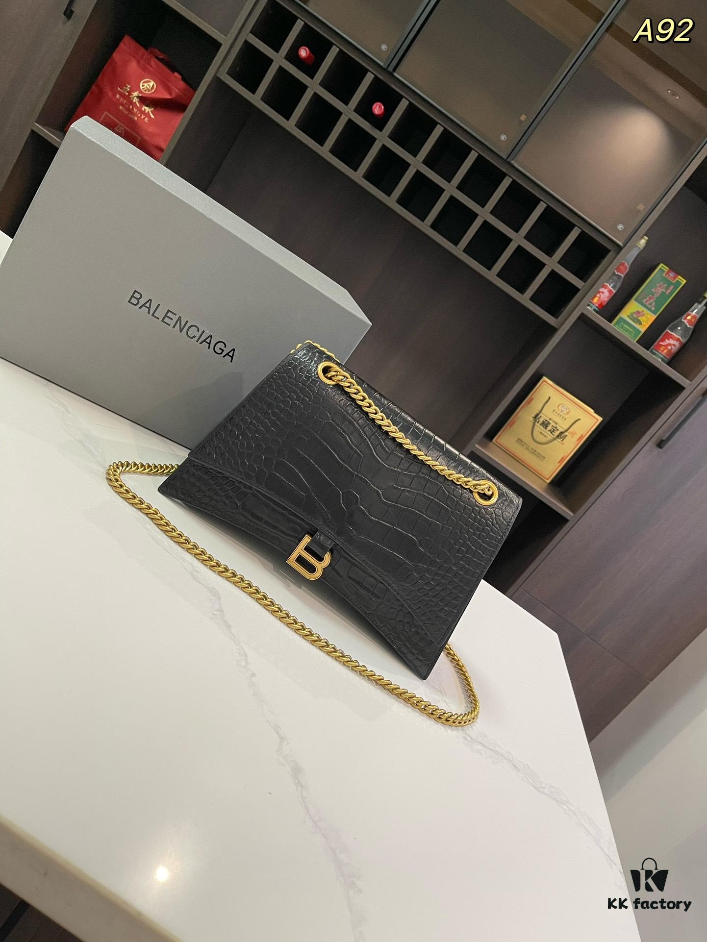 Genuine Leather Foldable Gift Box 🎁 Balenciaga Downtown Style New Hourglass Crocodile Pattern