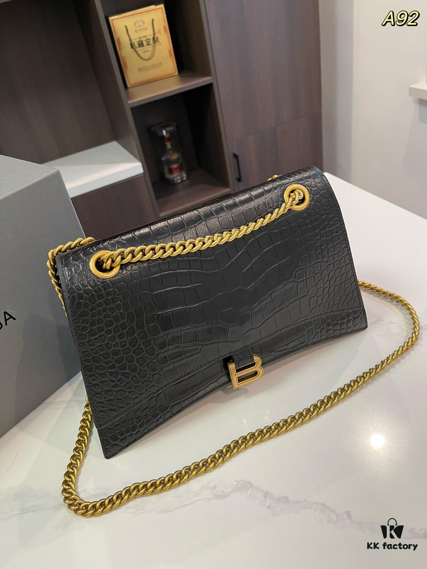 Genuine Leather Foldable Gift Box 🎁 Balenciaga Downtown Style New Hourglass Crocodile Pattern