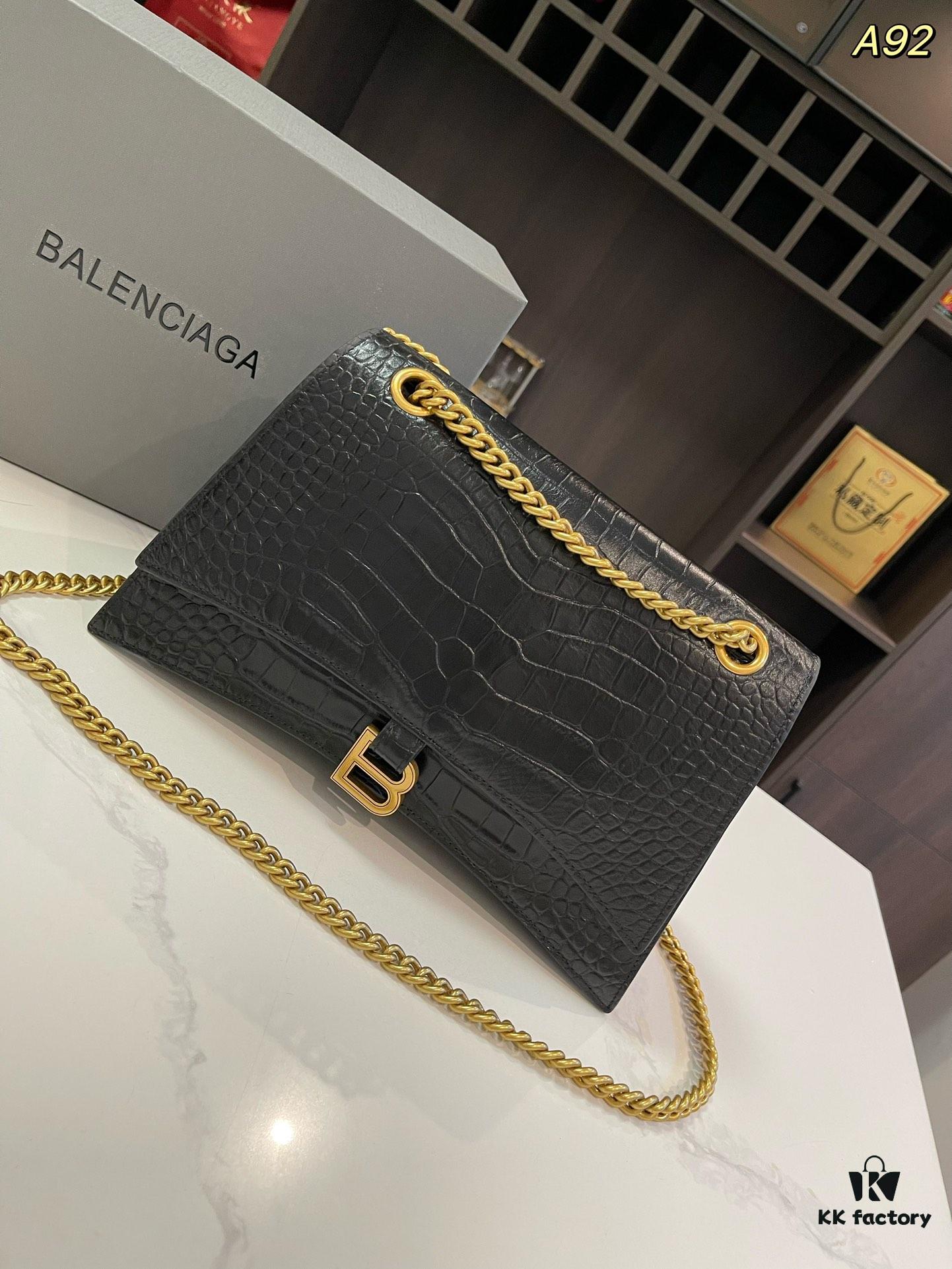 Genuine Leather Foldable Gift Box 🎁 Balenciaga Downtown Style New Hourglass Crocodile Pattern