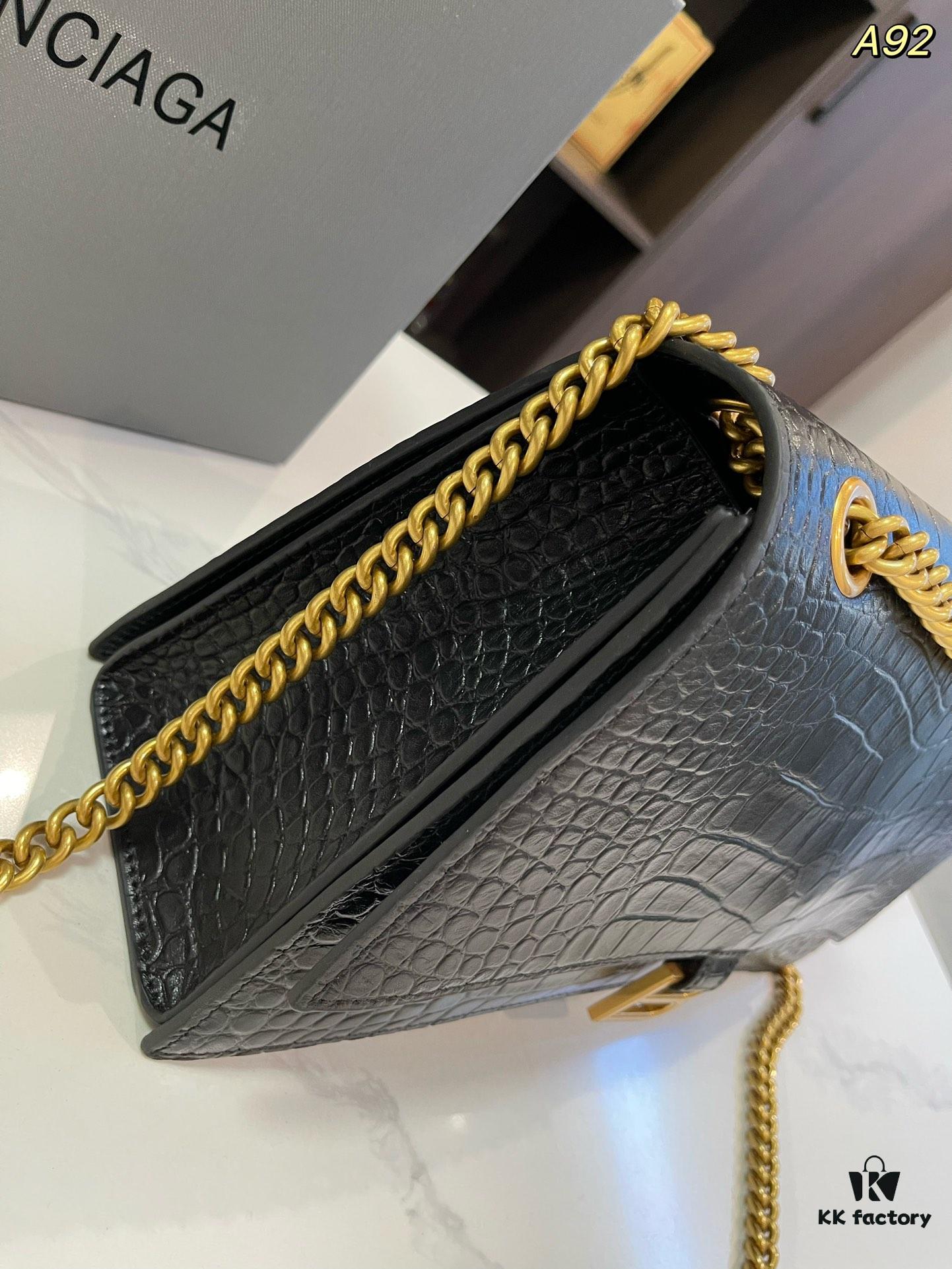 Genuine Leather Foldable Gift Box 🎁 Balenciaga Downtown Style New Hourglass Crocodile Pattern