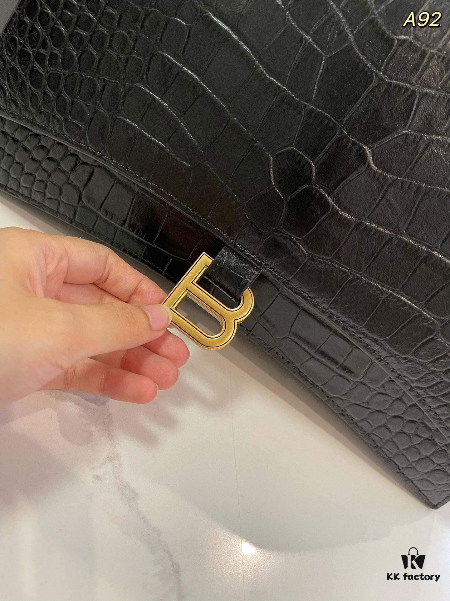 Genuine Leather Foldable Gift Box 🎁 Balenciaga Downtown Style New Hourglass Crocodile Pattern