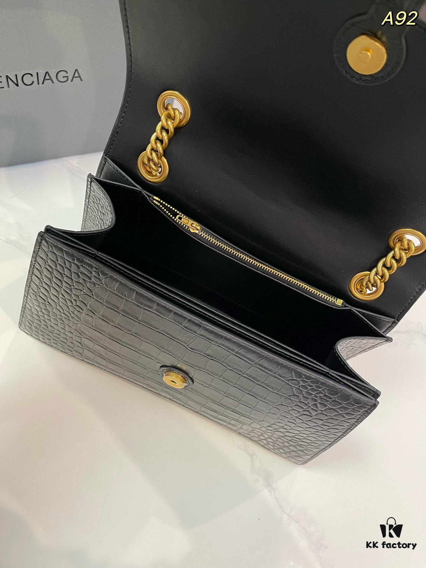 Genuine Leather Foldable Gift Box 🎁 Balenciaga Downtown Style New Hourglass Crocodile Pattern
