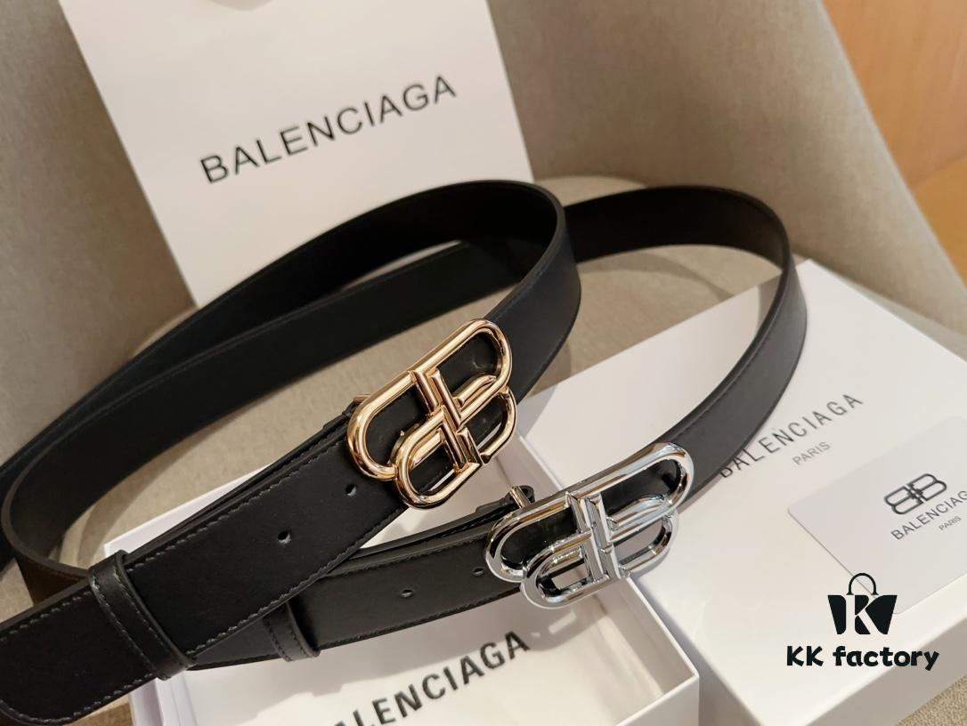 Balenciaga Men's Leather Belt with Full Packaging and Tote Bag