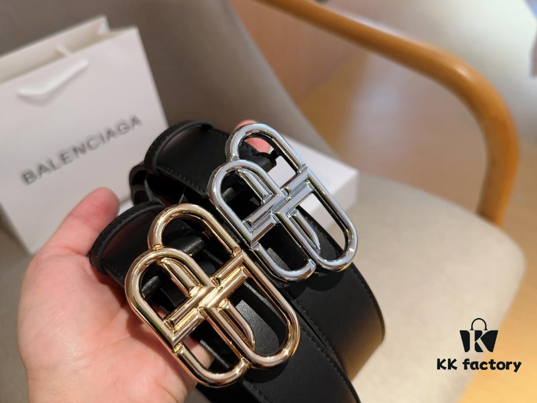 Balenciaga Men's Leather Belt with Full Packaging and Tote Bag