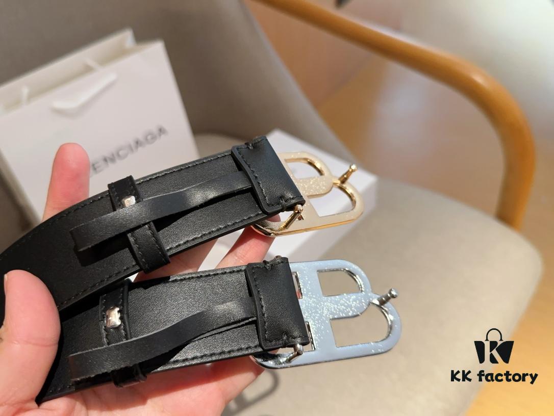 Balenciaga Men's Leather Belt with Full Packaging and Tote Bag