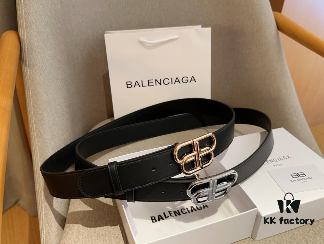 Balenciaga Men's Leather Belt with Full Packaging and Tote Bag