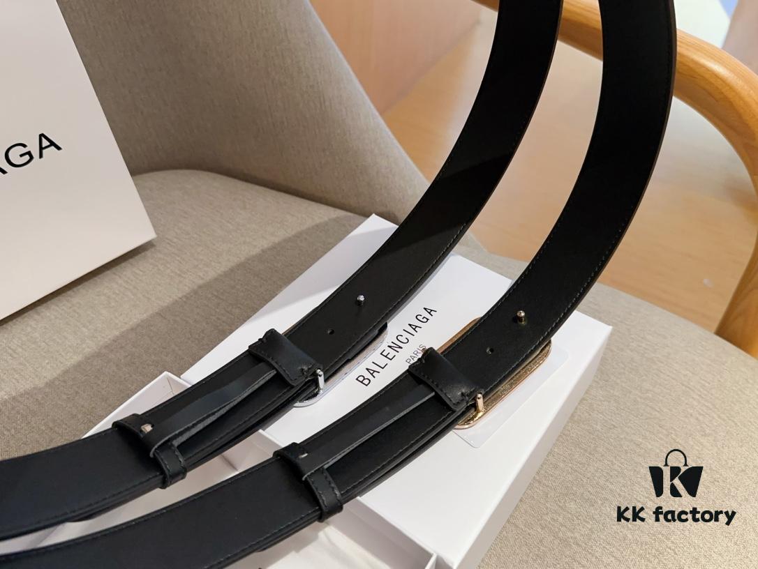 Balenciaga Men's Leather Belt with Full Packaging and Tote Bag