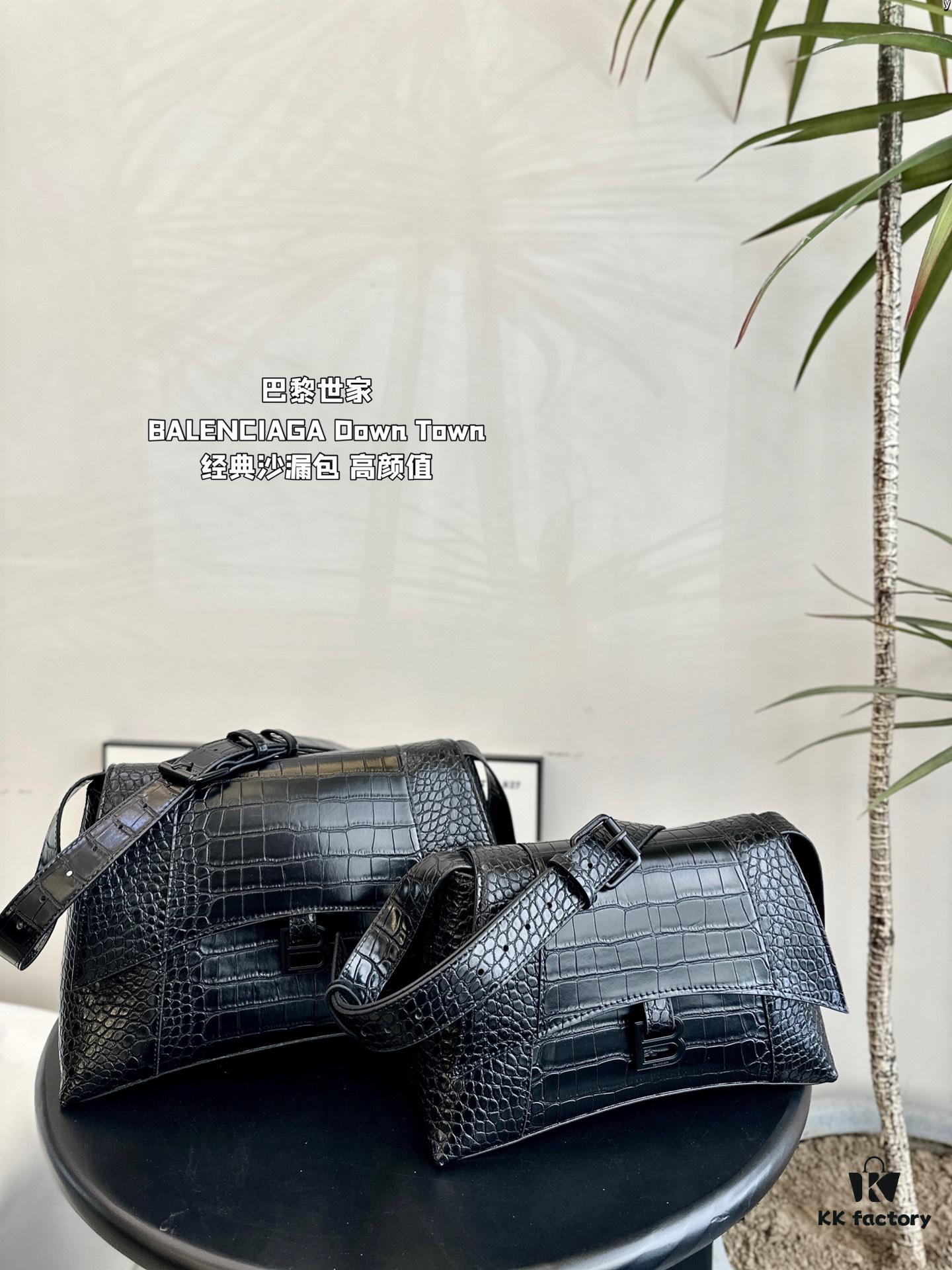 Large and Small (Foldable Box) BALENCIAGA Parisian Downtown Hourglass Bag in Black