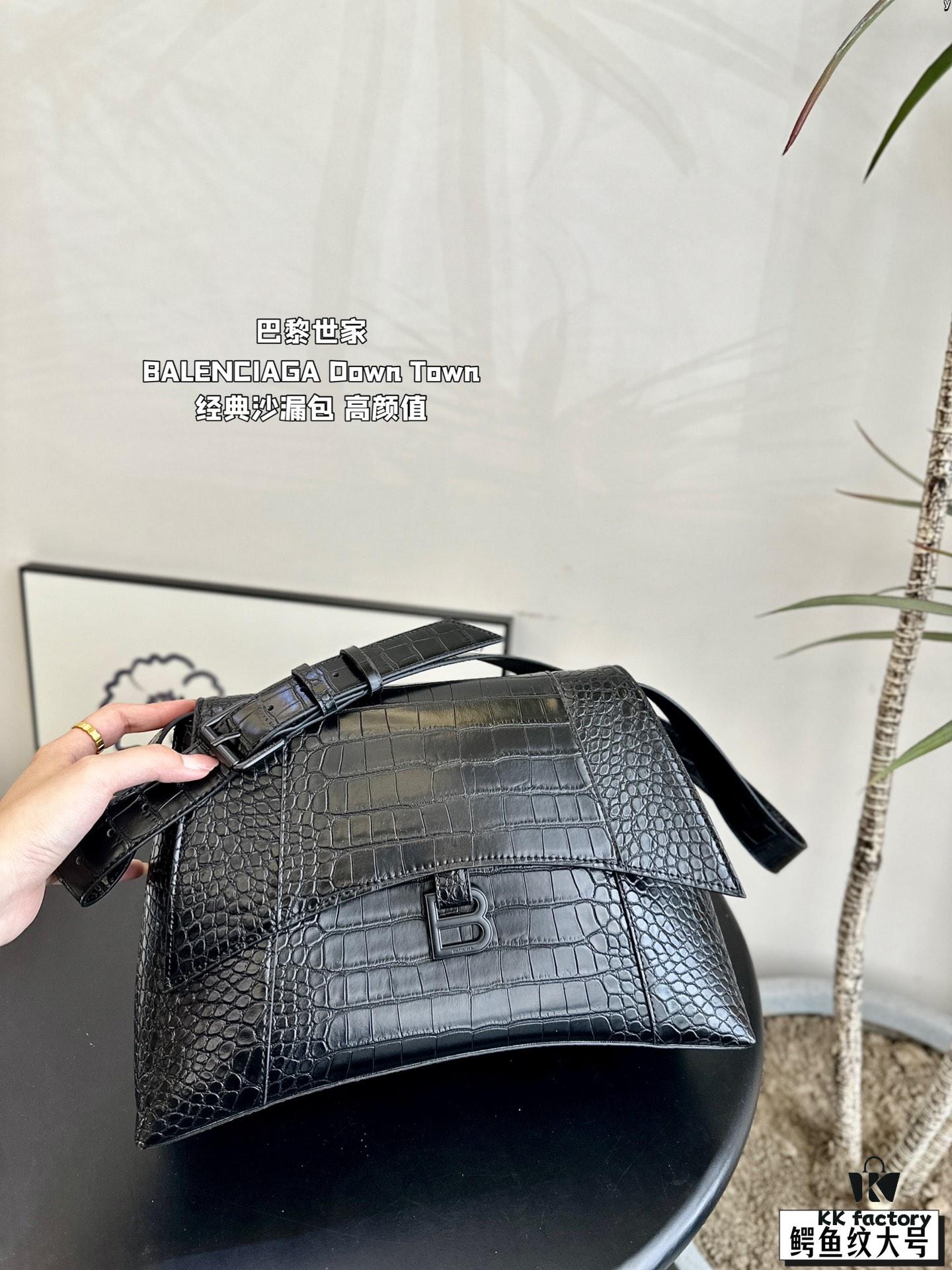 Large and Small (Foldable Box) BALENCIAGA Parisian Downtown Hourglass Bag in Black