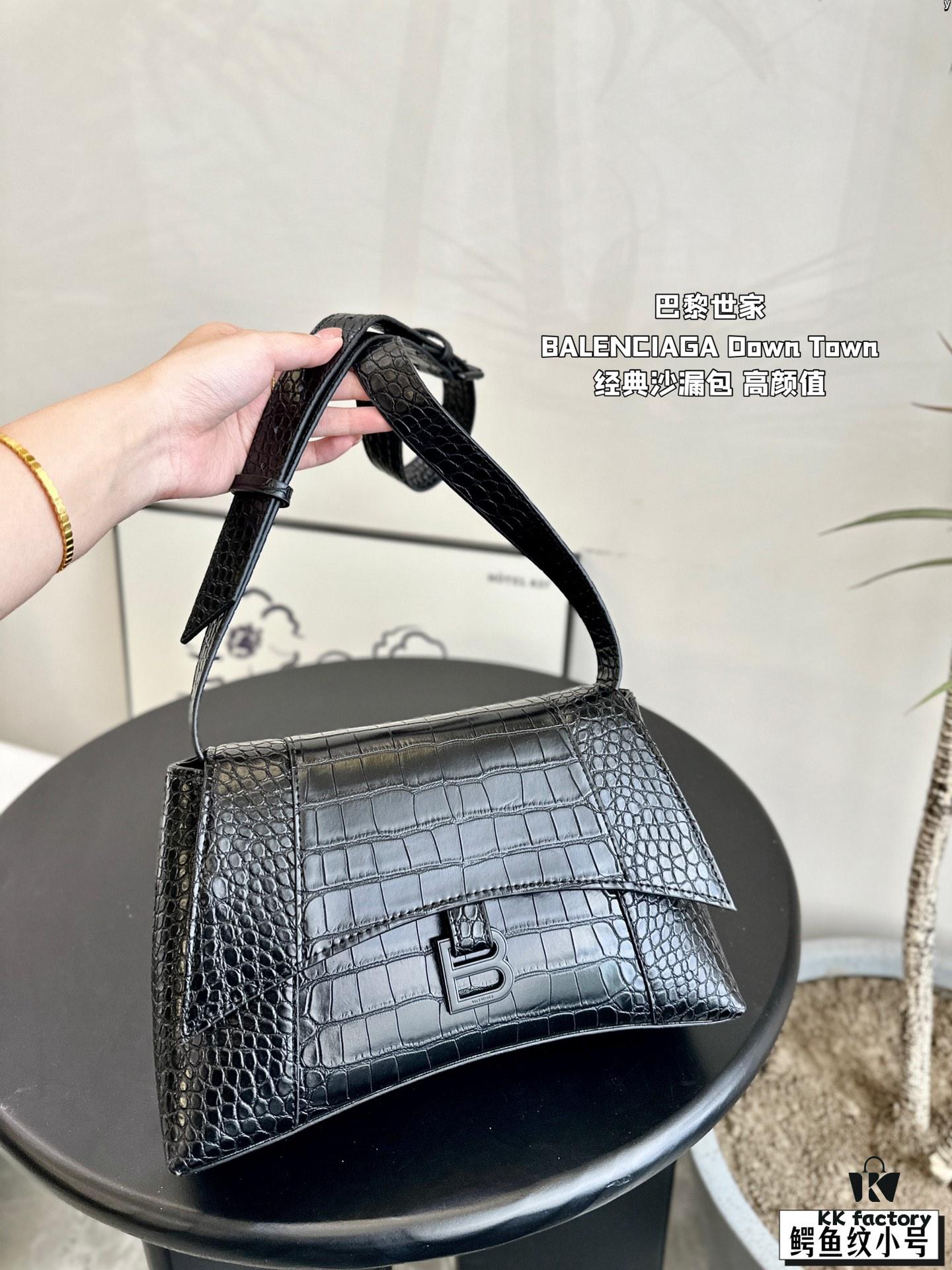 Large and Small (Foldable Box) BALENCIAGA Parisian Downtown Hourglass Bag in Black