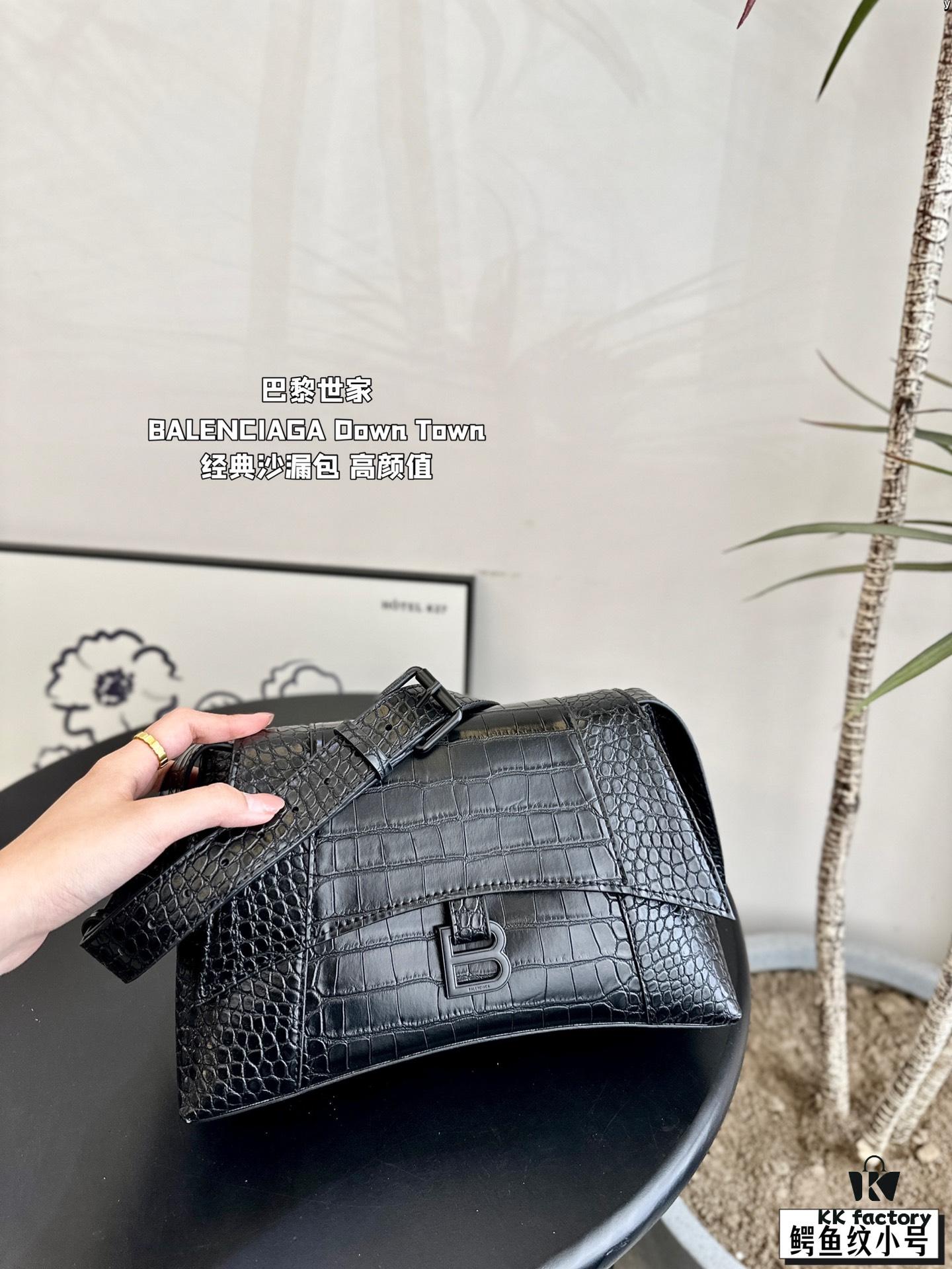 Large and Small (Foldable Box) BALENCIAGA Parisian Downtown Hourglass Bag in Black