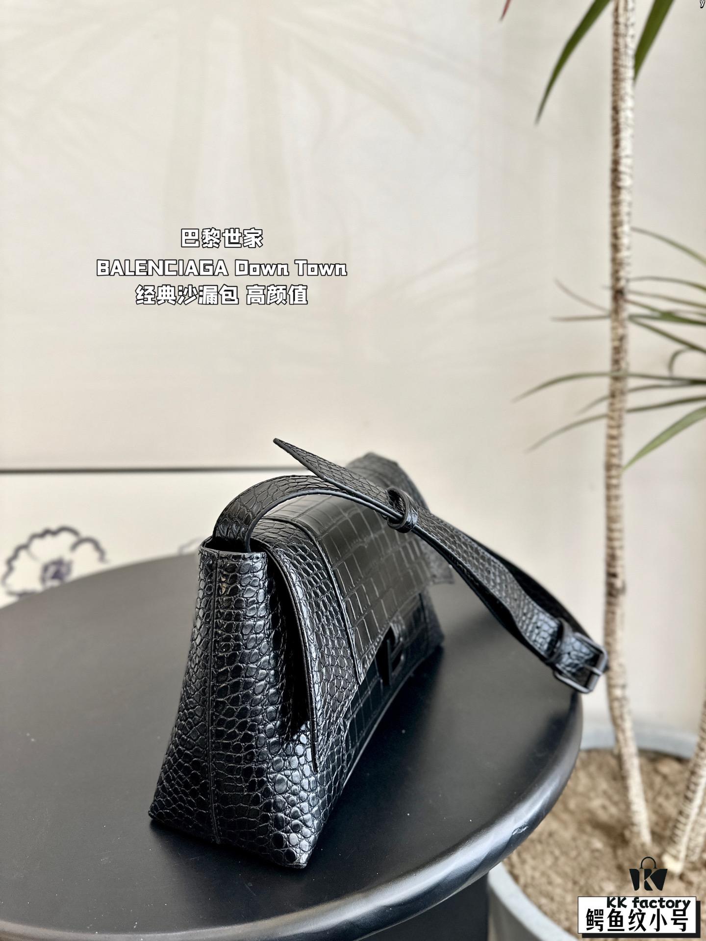 Large and Small (Foldable Box) BALENCIAGA Parisian Downtown Hourglass Bag in Black