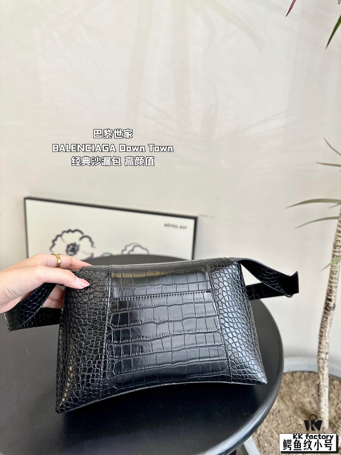 Large and Small (Foldable Box) BALENCIAGA Parisian Downtown Hourglass Bag in Black
