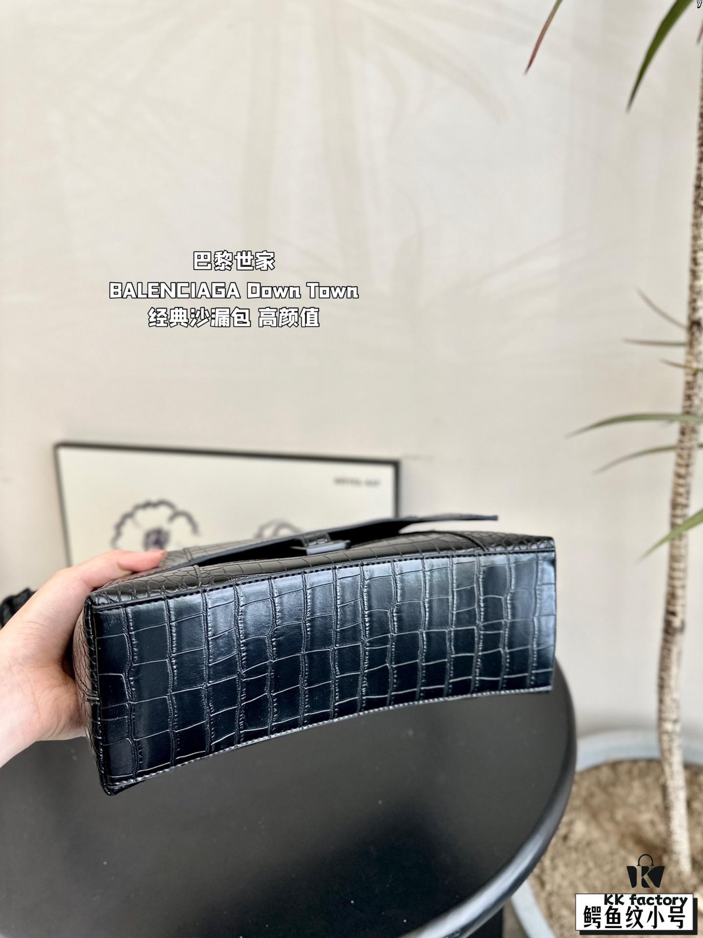 Large and Small (Foldable Box) BALENCIAGA Parisian Downtown Hourglass Bag in Black