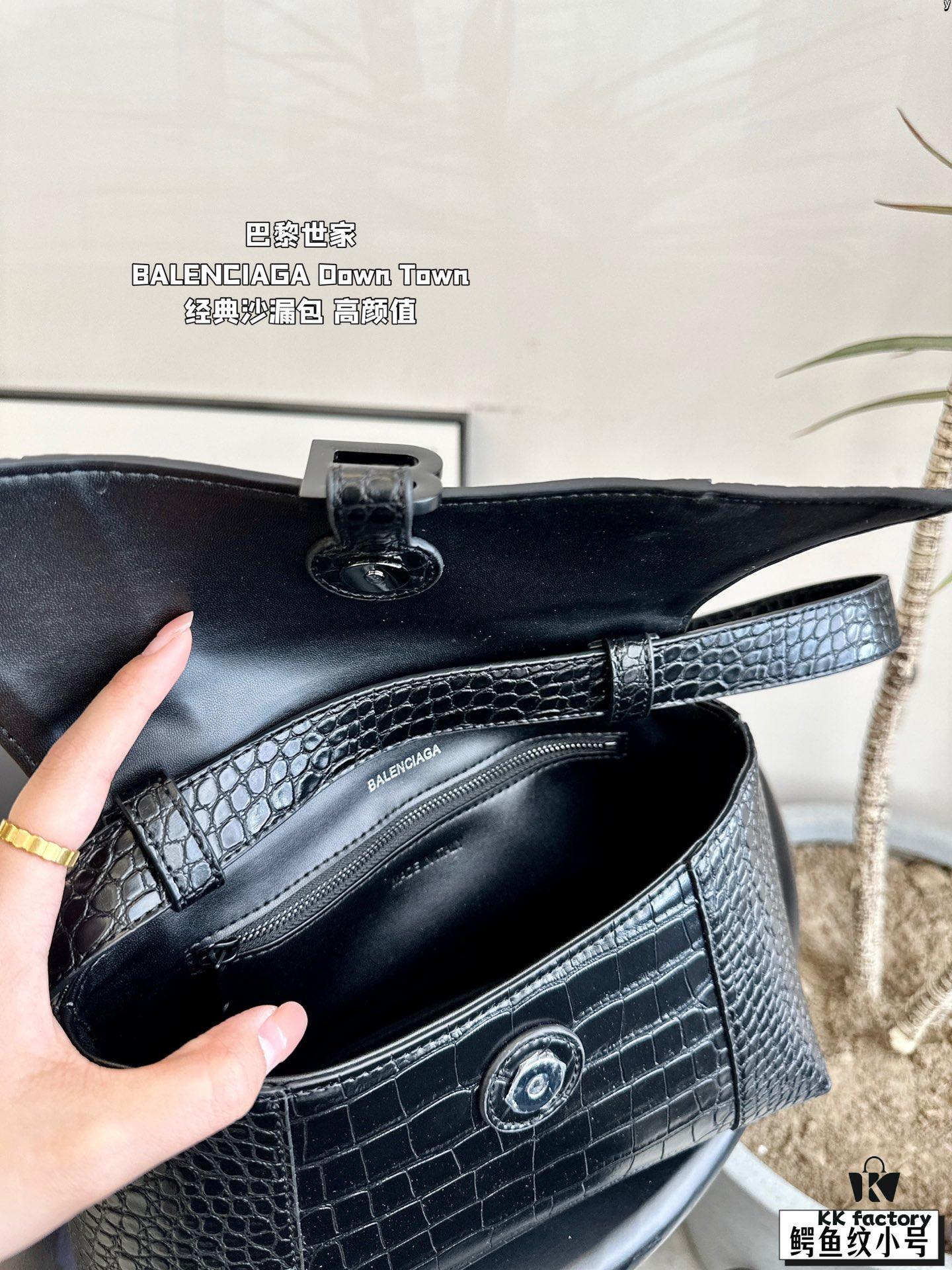 Large and Small (Foldable Box) BALENCIAGA Parisian Downtown Hourglass Bag in Black