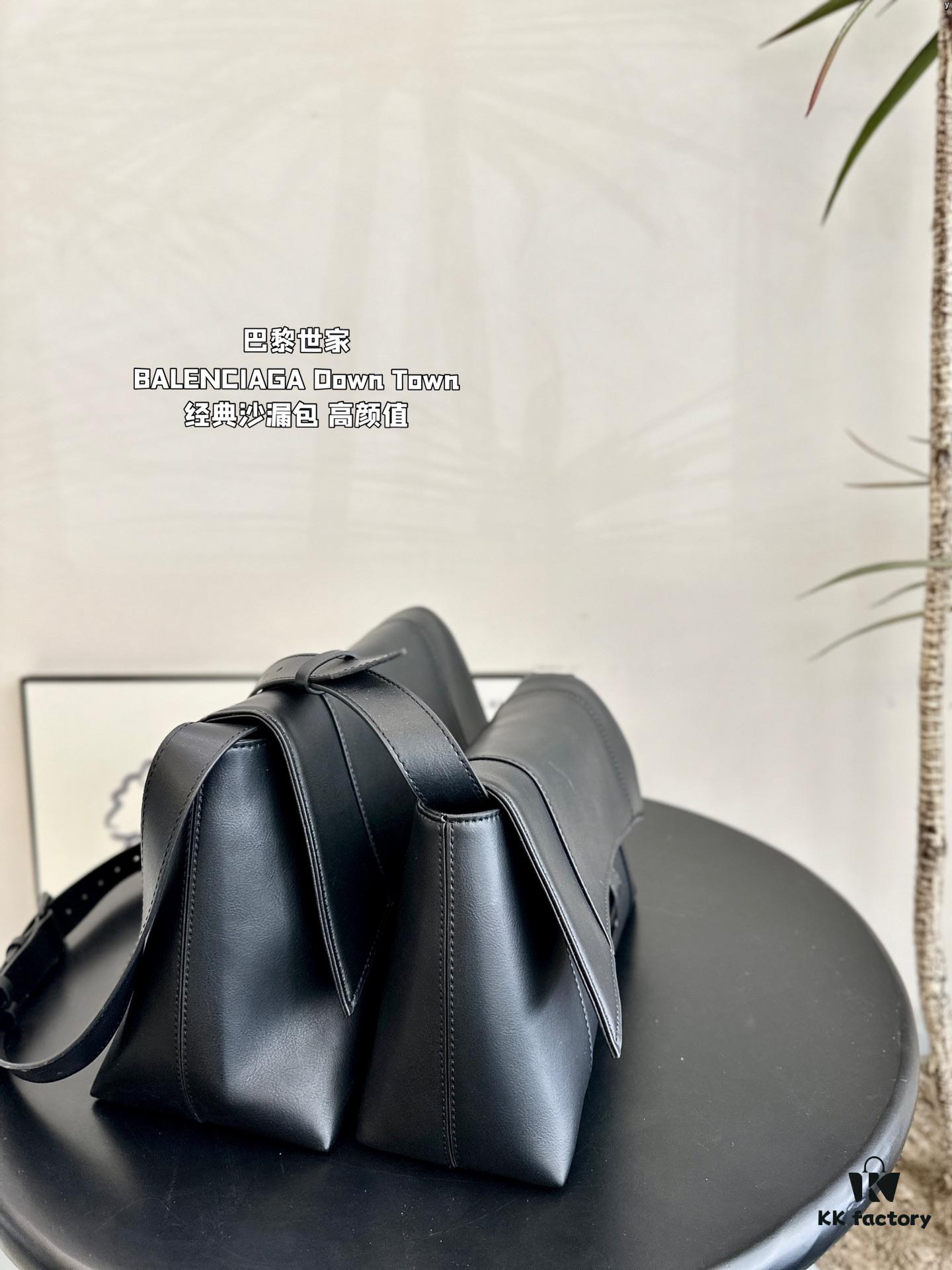 Large and Small (Foldable Box) BALENCIAGA Paris Down Town Hourglass Bag in Black