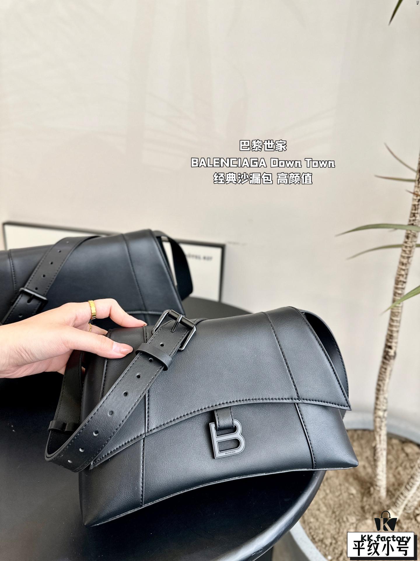 Large and Small (Foldable Box) BALENCIAGA Paris Down Town Hourglass Bag in Black