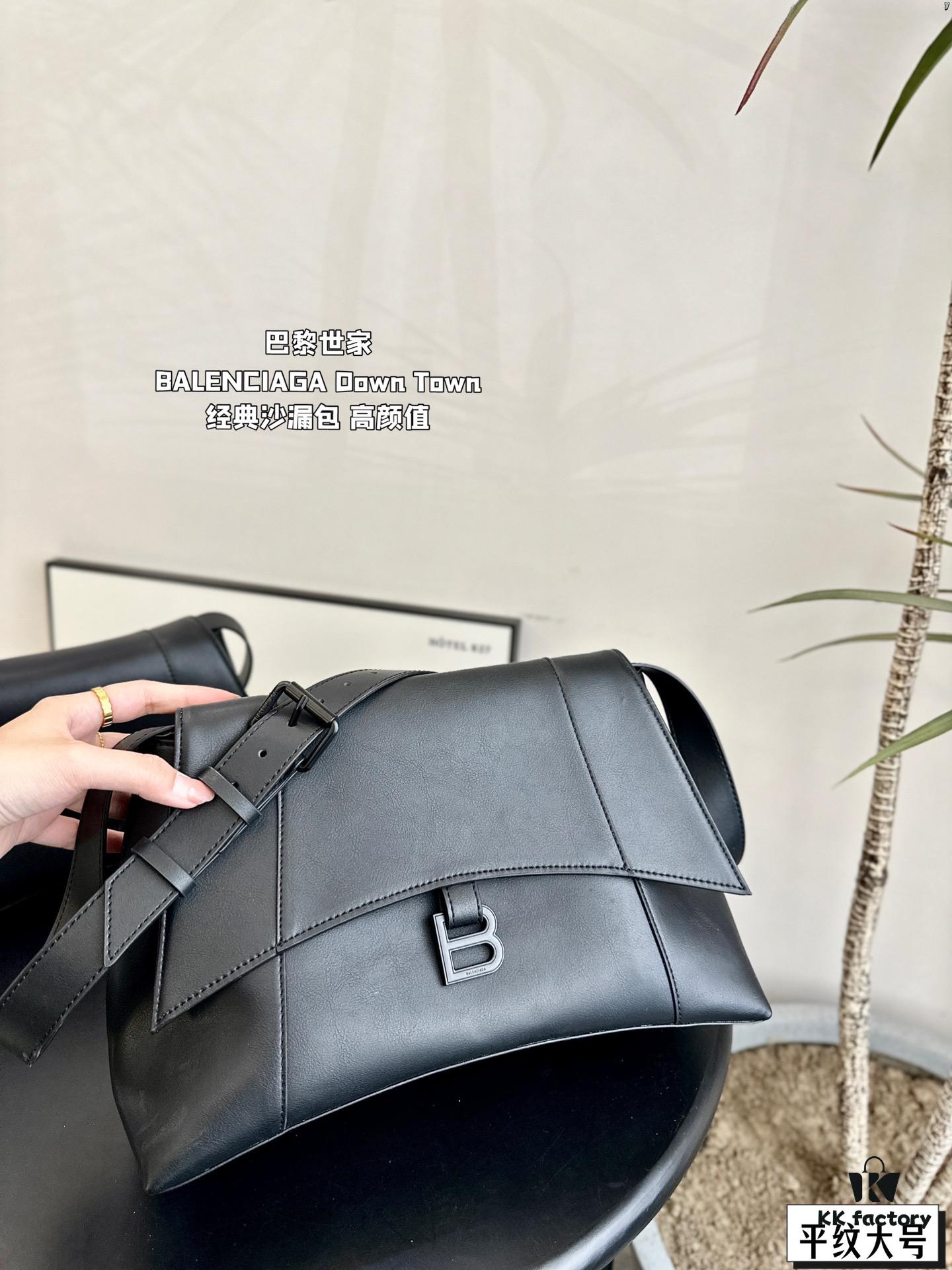 Large and Small (Foldable Box) BALENCIAGA Paris Down Town Hourglass Bag in Black
