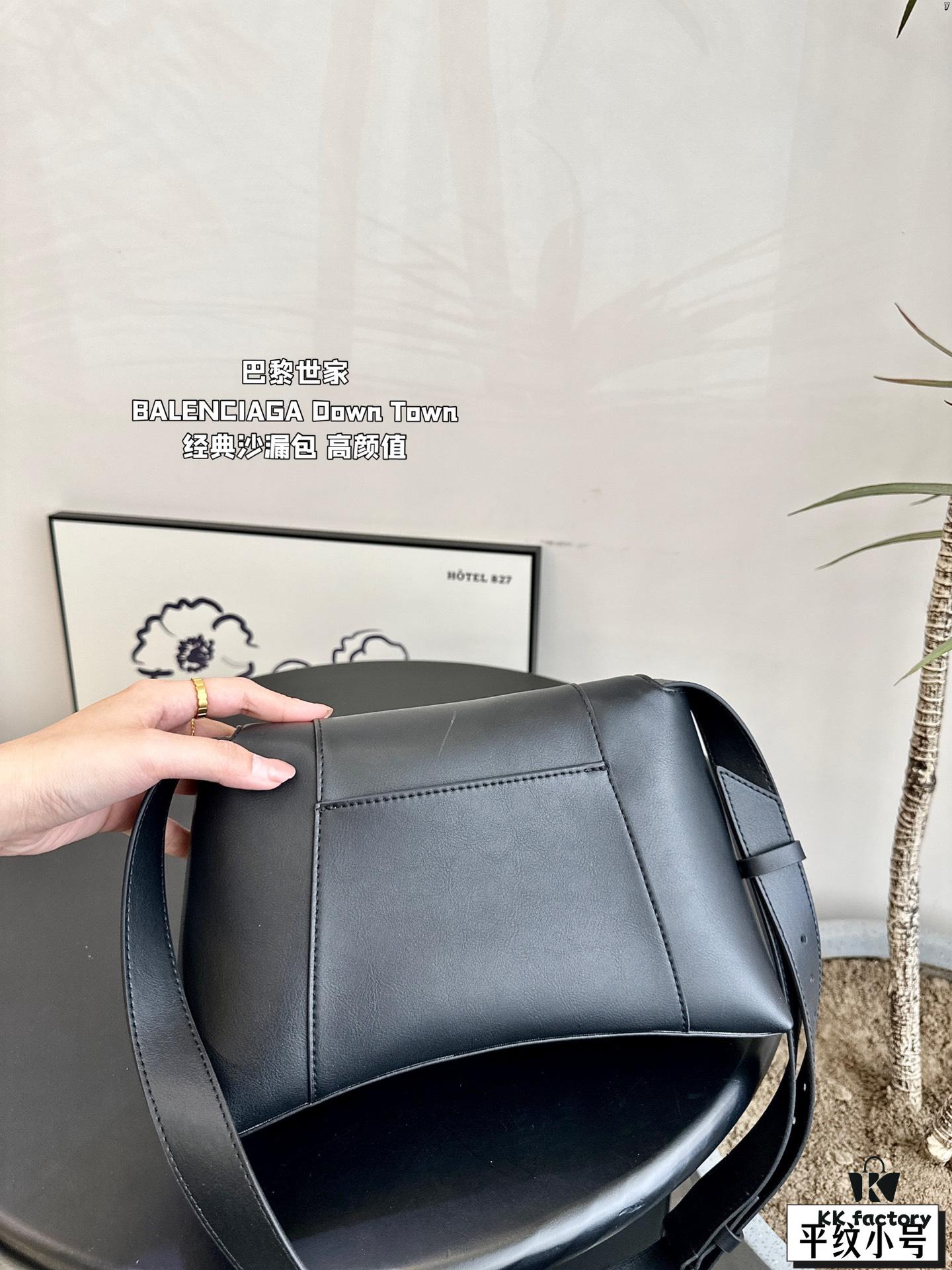 Large and Small (Foldable Box) BALENCIAGA Paris Down Town Hourglass Bag in Black