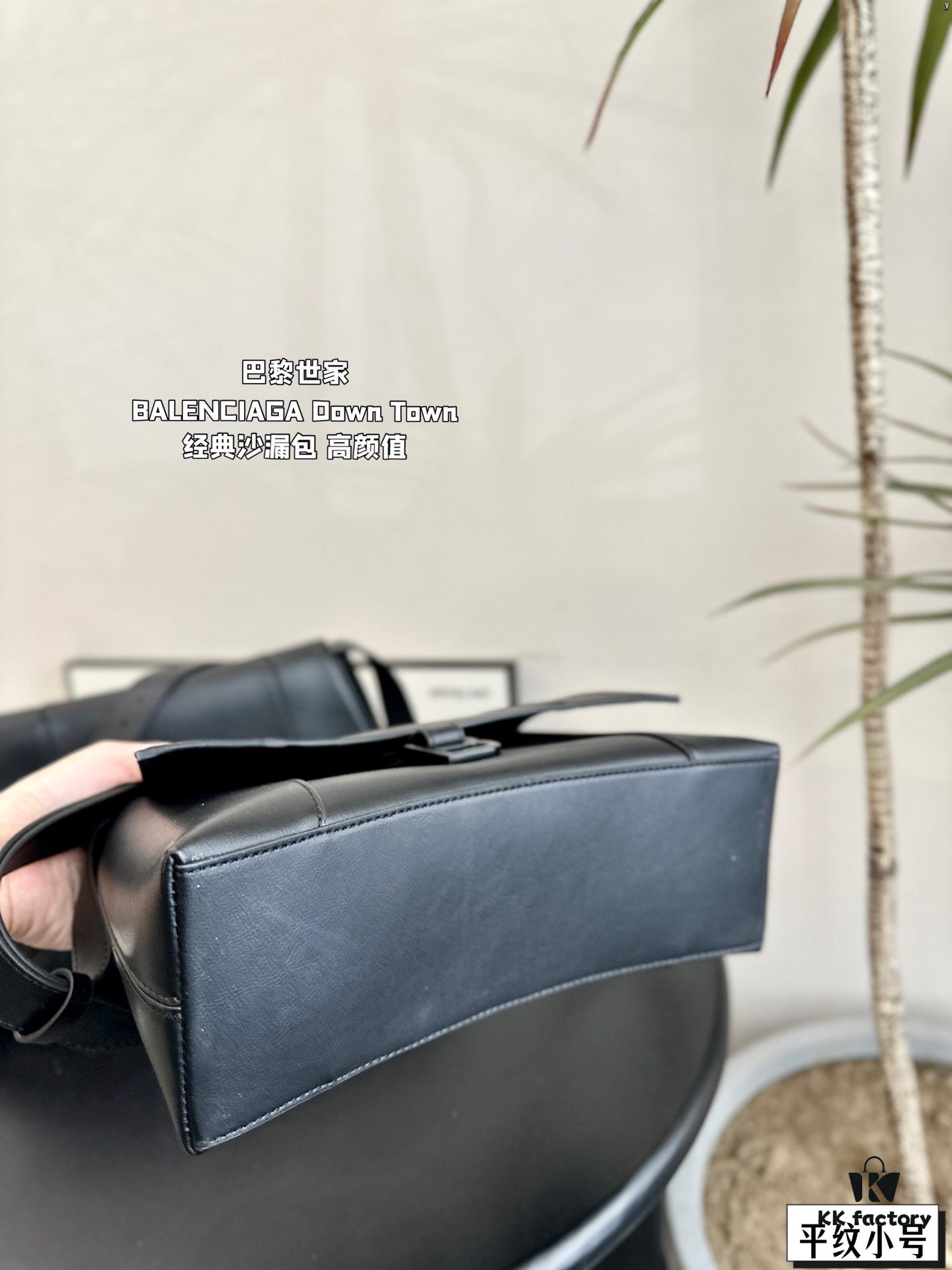 Large and Small (Foldable Box) BALENCIAGA Paris Down Town Hourglass Bag in Black