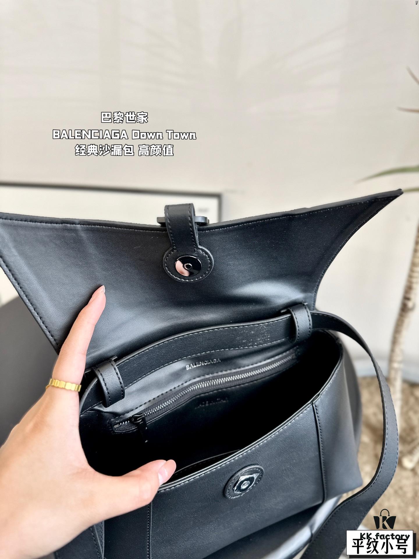 Large and Small (Foldable Box) BALENCIAGA Paris Down Town Hourglass Bag in Black