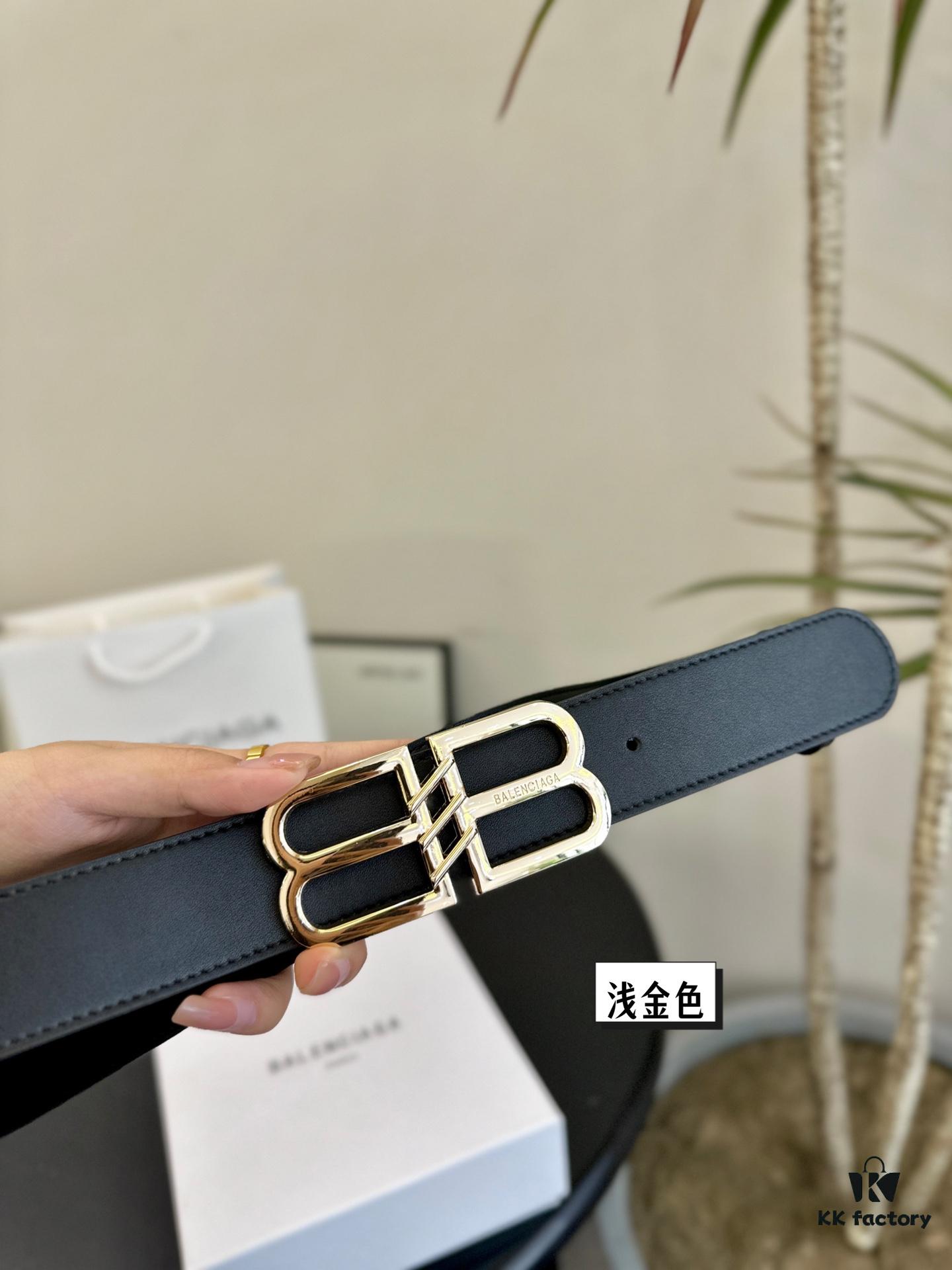 Balenciaga Belt [Heyha] Cowhide Leather Belt - Popular Unisex Design, Hottest Version, Full Packaging, High Quality, Non-Fading Hardware, Authentic-Like Buckle with Gift Box and Tote Bag