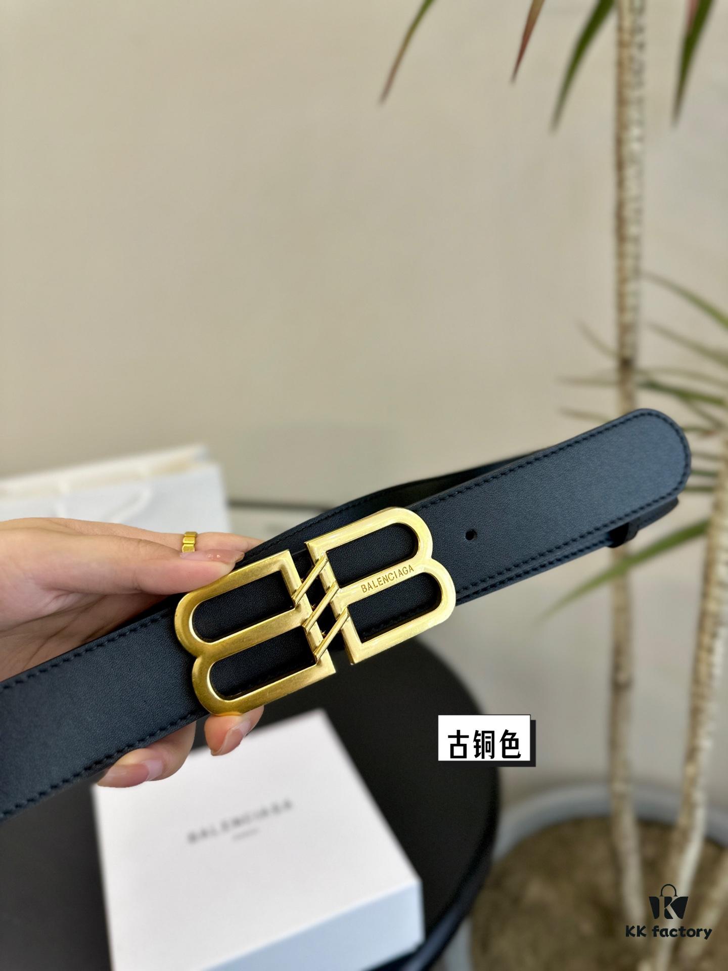 Balenciaga Belt [Heyha] Cowhide Leather Belt - Popular Unisex Design, Hottest Version, Full Packaging, High Quality, Non-Fading Hardware, Authentic-Like Buckle with Gift Box and Tote Bag
