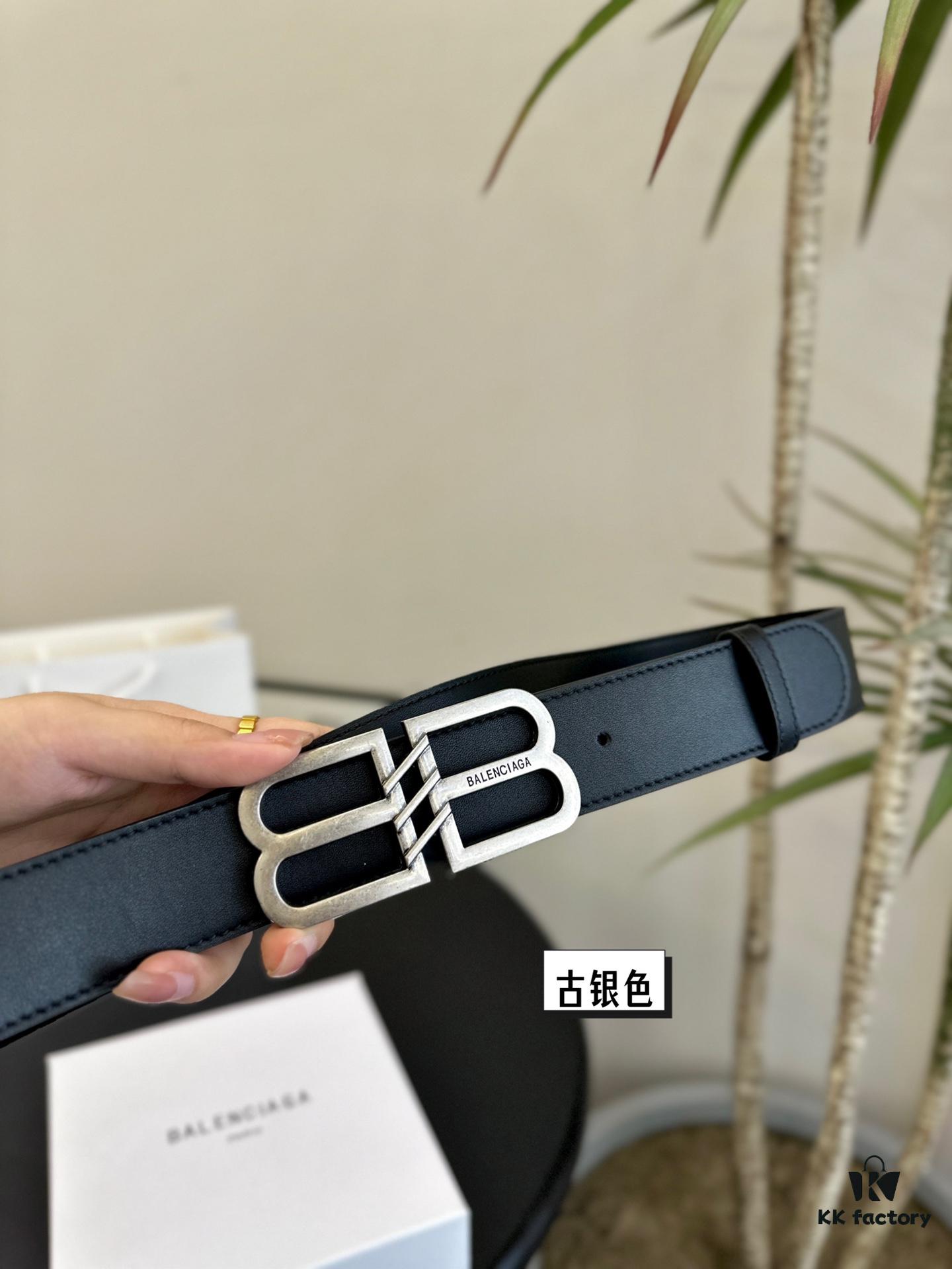 Balenciaga Belt [Heyha] Cowhide Leather Belt - Popular Unisex Design, Hottest Version, Full Packaging, High Quality, Non-Fading Hardware, Authentic-Like Buckle with Gift Box and Tote Bag