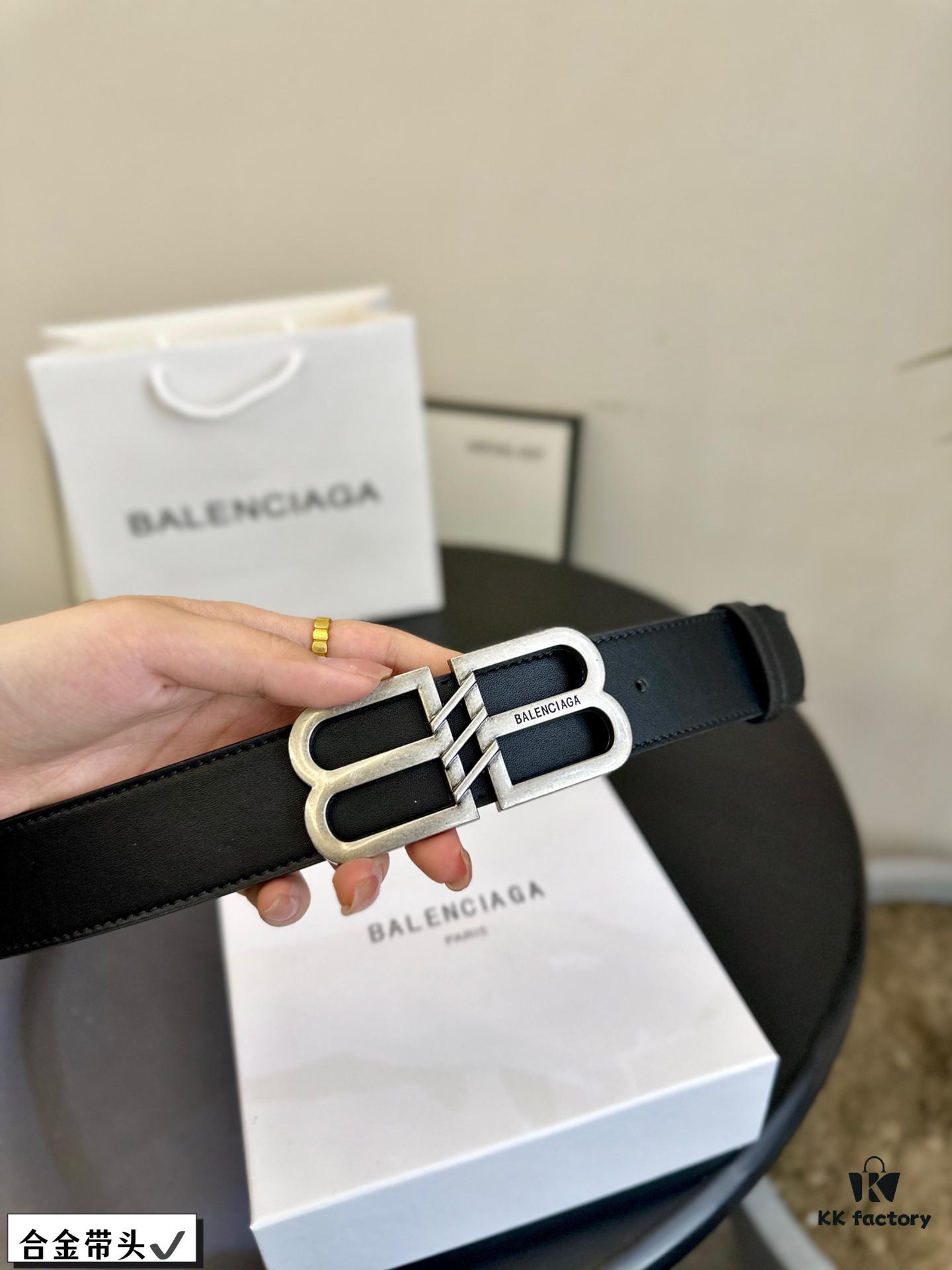 Balenciaga Belt [Heyha] Cowhide Leather Belt - Popular Unisex Design, Hottest Version, Full Packaging, High Quality, Non-Fading Hardware, Authentic-Like Buckle with Gift Box and Tote Bag