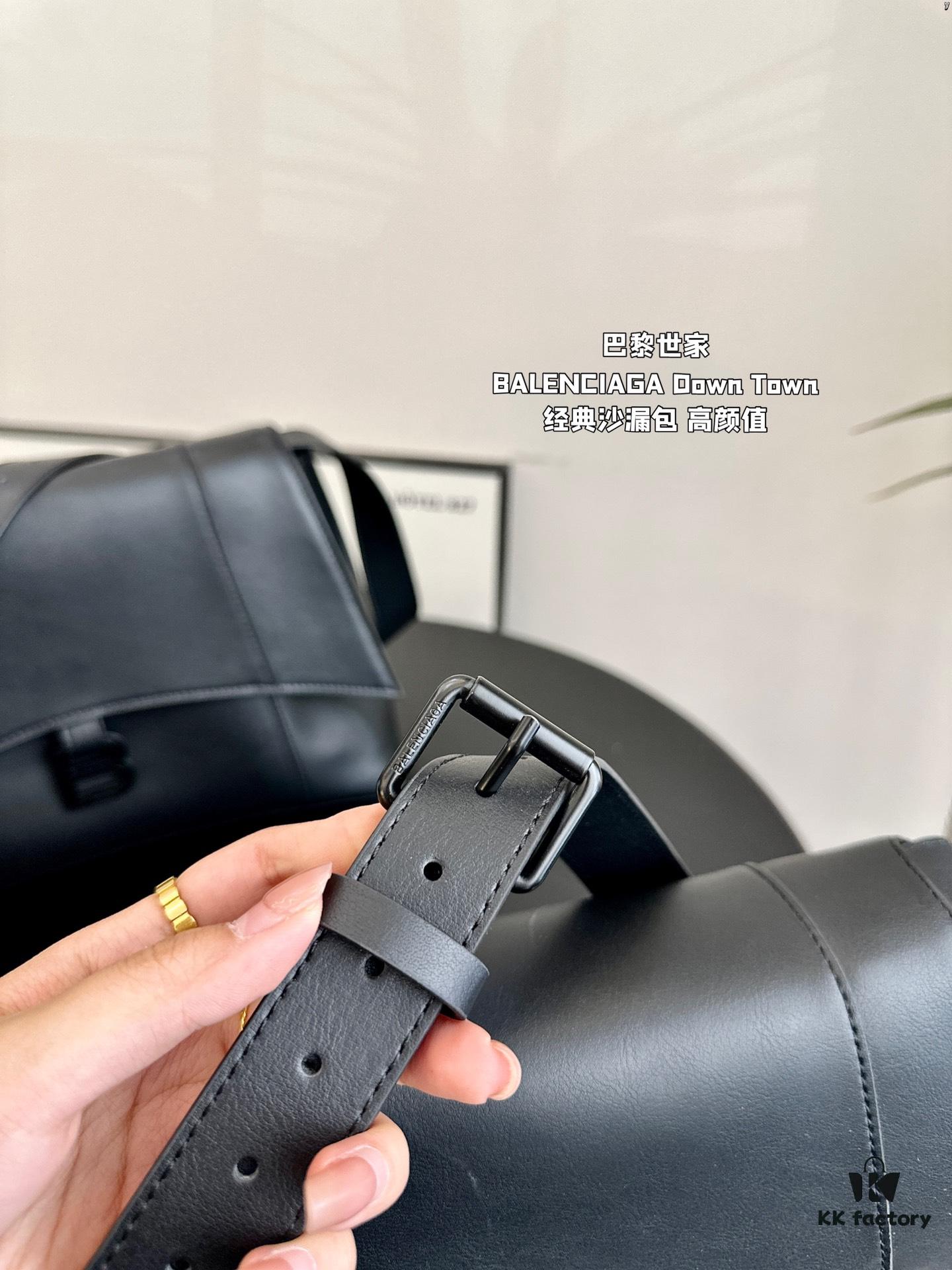 Large and Small (Foldable Box) BALENCIAGA Paris Down Town Hourglass Bag in Black