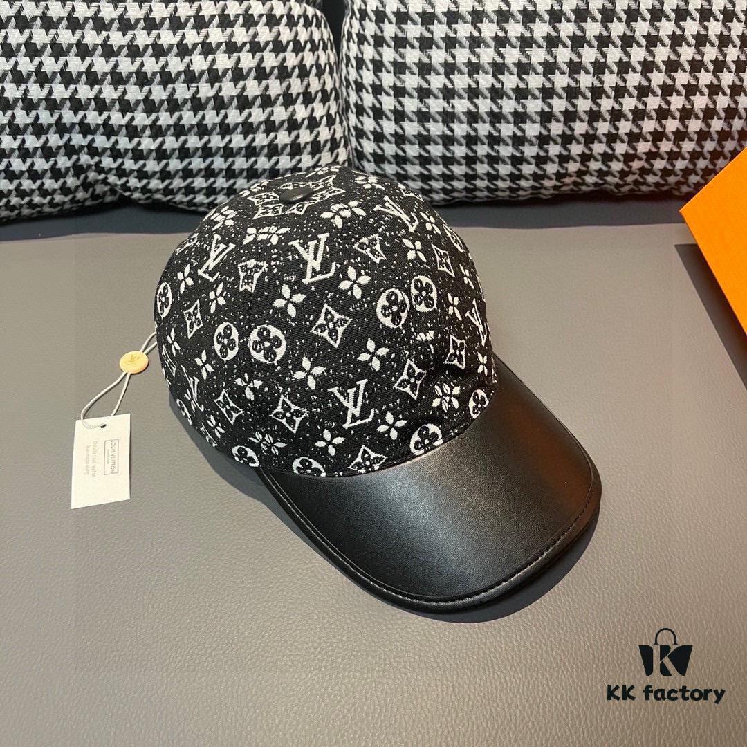 Box with Cloth Bag, LV (Louis Vuitton) New Original Single Baseball Cap, Cowhide Combined, 1:1 Mold Customized, Authentic Denim Fabric, Exquisite Craftsmanship, Superior Quality, Basic Head Circumference 56cm, Adjustable Patch