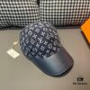Box and Cloth Bag Included, LV (Louis Vuitton) New Original Order Baseball Cap, Cowhide Leather Patchwork, 1:1 Mold Custom Made, Authentic Denim Fabric, Exquisite Craftsmanship, Premium Quality, Standard Head Circumference 56cm, Adjustable Strap