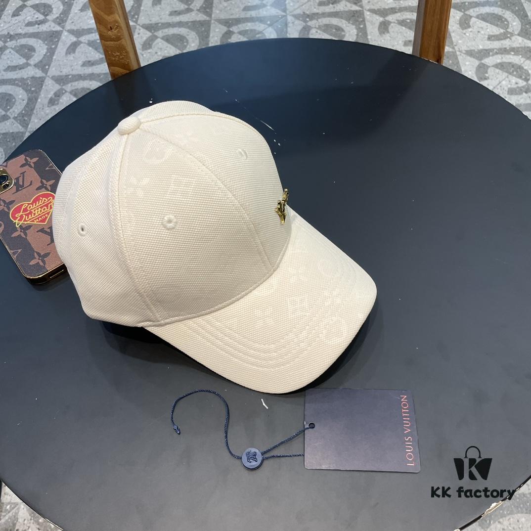LV (Louis Vuitton) New Original Single Baseball Cap, Embossed Cowhide, 1:1 Mold Customized, Authentic Denim Fabric, Exquisite Craftsmanship, Excellent Quality, Basic Head Circumference 56cm, Adjustable Patch