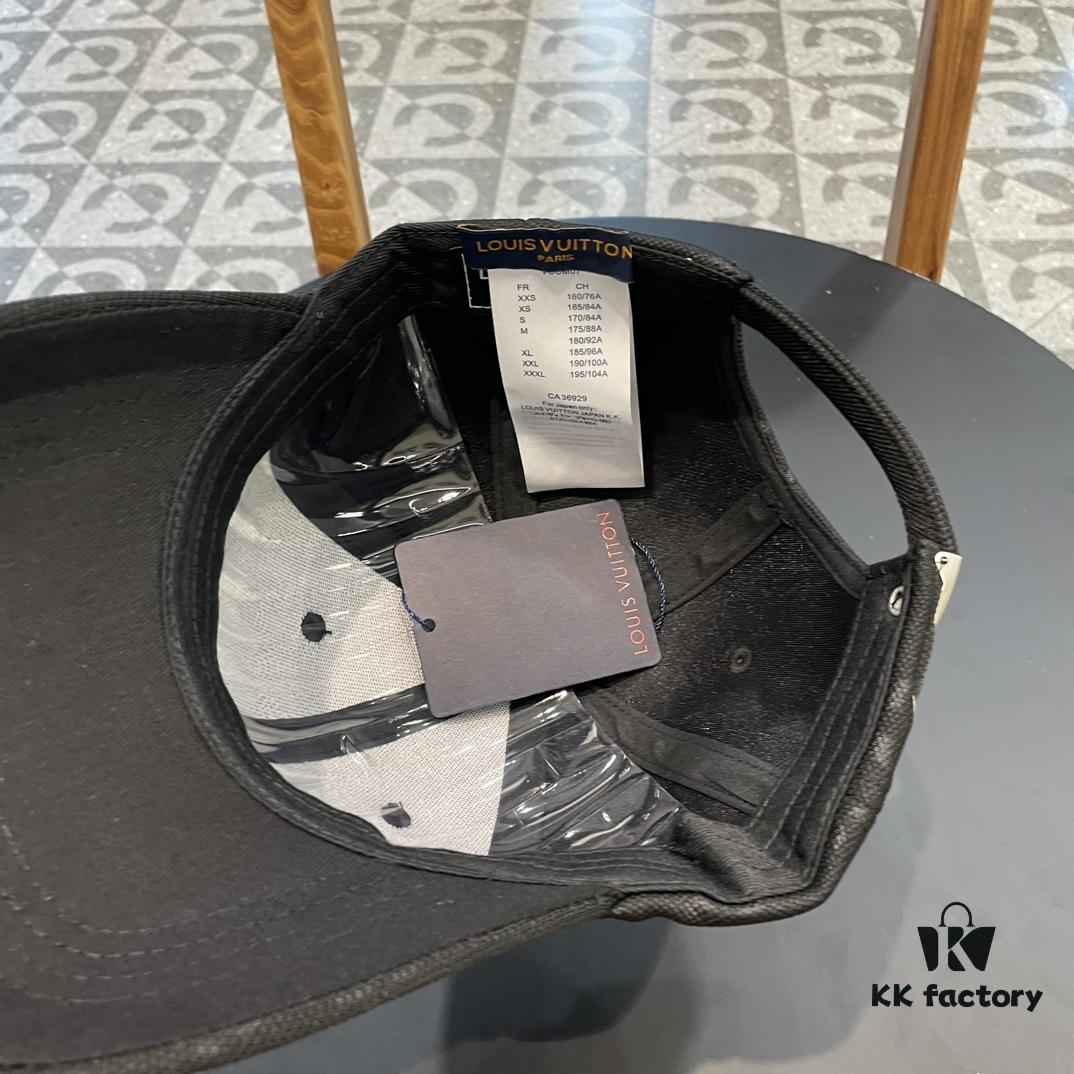 LV (Louis Vuitton) New Original Single Baseball Cap, Embossed Cowhide, 1:1 Mold Customized, Authentic Denim Fabric, Exquisite Craftsmanship, Excellent Quality, Basic Head Circumference 56cm, Adjustable Patch