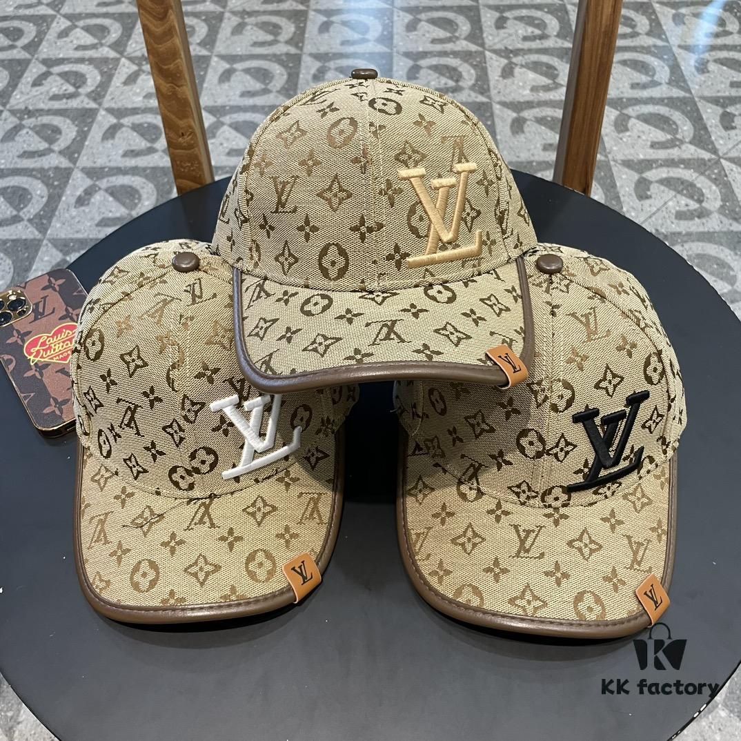 LV (Louis Vuitton) New Original Single Baseball Cap, Monogram Patchwork, 1:1 Mold Customized, Authentic Canvas Fabric with Store-Grade Monogram Leather, Heavy Embroidery, Exquisite Craftsmanship