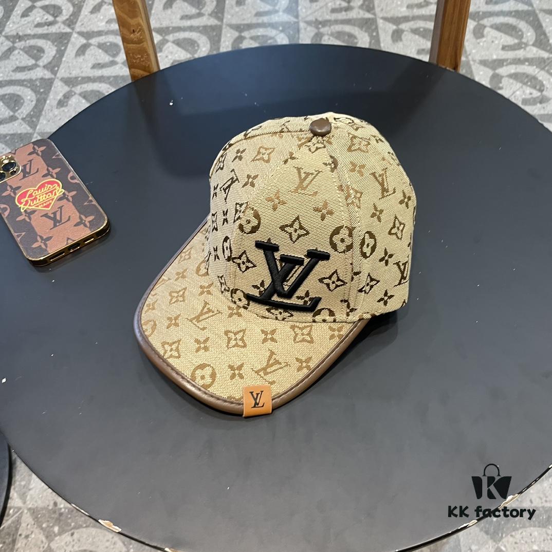 LV (Louis Vuitton) New Original Single Baseball Cap, Monogram Canvas Combined Design, 1:1 Mold Customized, Premium Canvas Fabric with Store-Grade Monogram Leather, Heavy Embroidery, Exquisite Craftsmanship