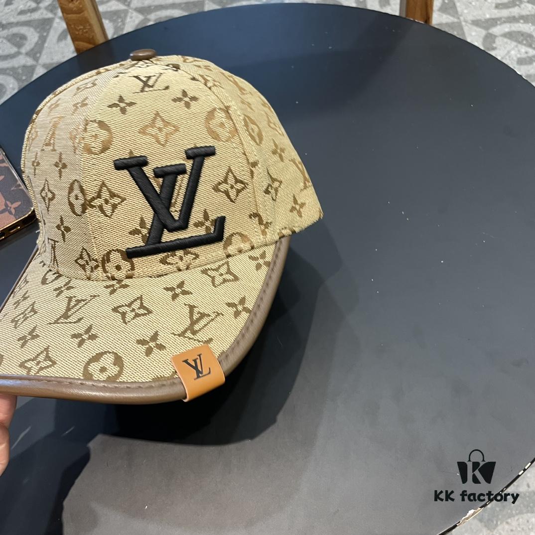 LV (Louis Vuitton) New Original Single Baseball Cap, Monogram Canvas Combined Design, 1:1 Mold Customized, Premium Canvas Fabric with Store-Grade Monogram Leather, Heavy Embroidery, Exquisite Craftsmanship